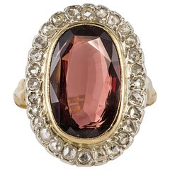 19th Century French 4.50 Carat Garnet Rose Cut Diamonds Antique Ring