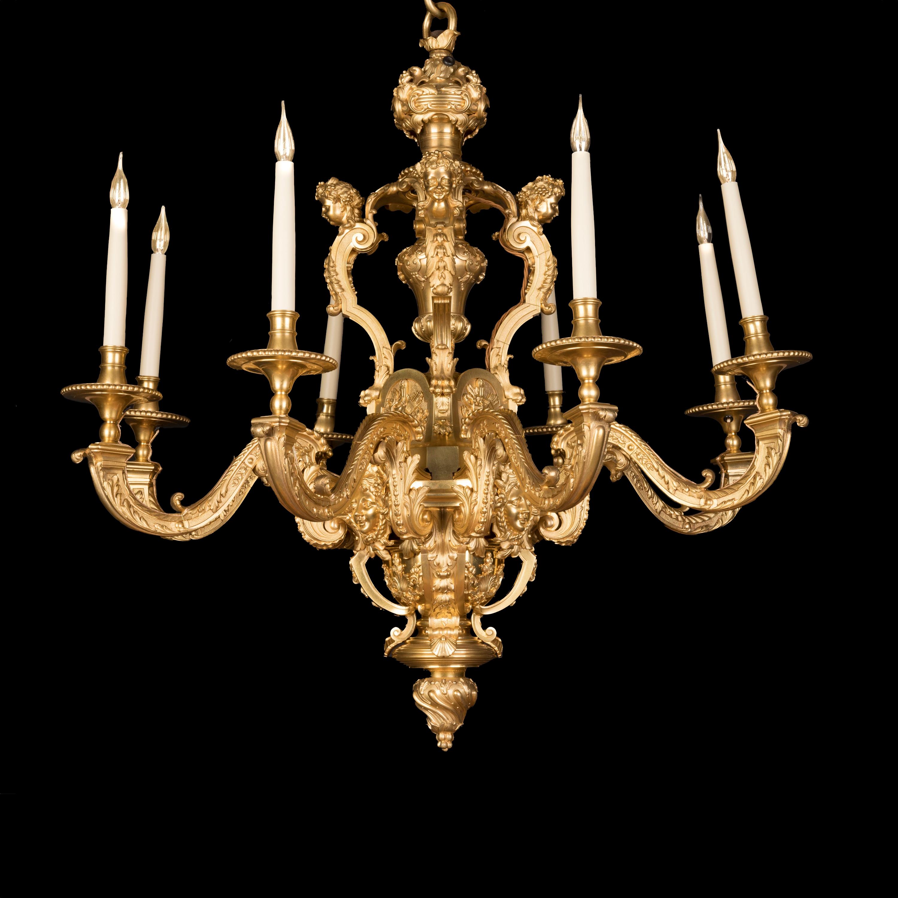 Louis XIV 19th Century French 8-Light Ormolu Chandelier by Lacarrière & Delatour of Paris For Sale
