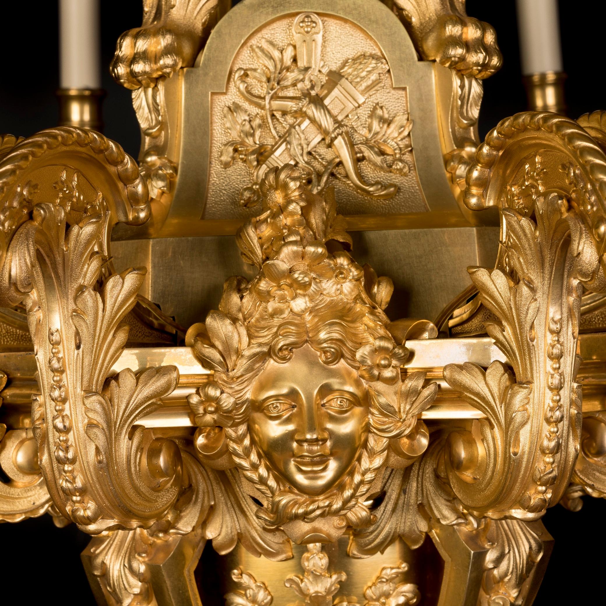 19th Century French 8-Light Ormolu Chandelier by Lacarrière & Delatour of Paris For Sale 1