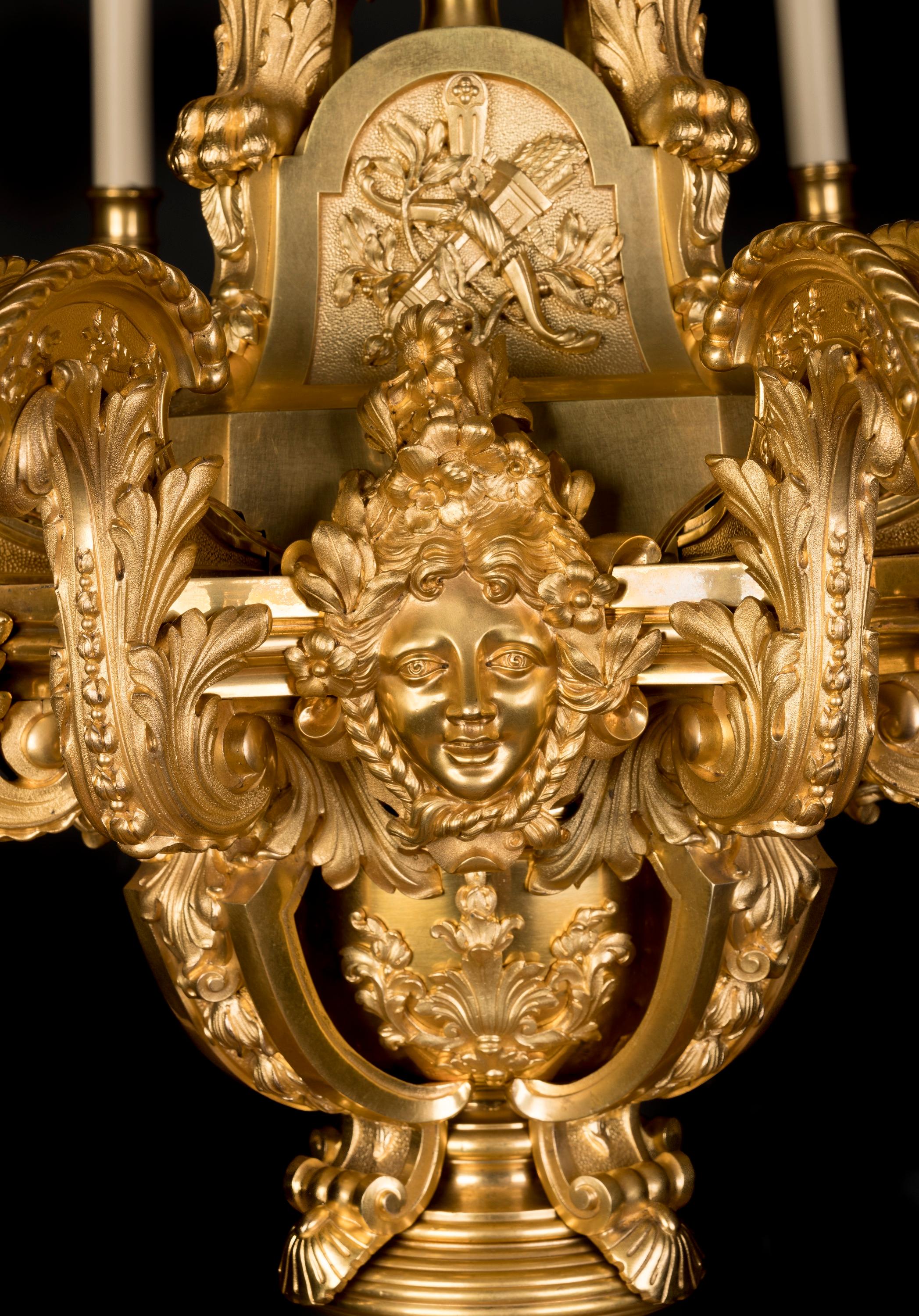 19th Century French 8-Light Ormolu Chandelier by Lacarrière & Delatour of Paris For Sale 2
