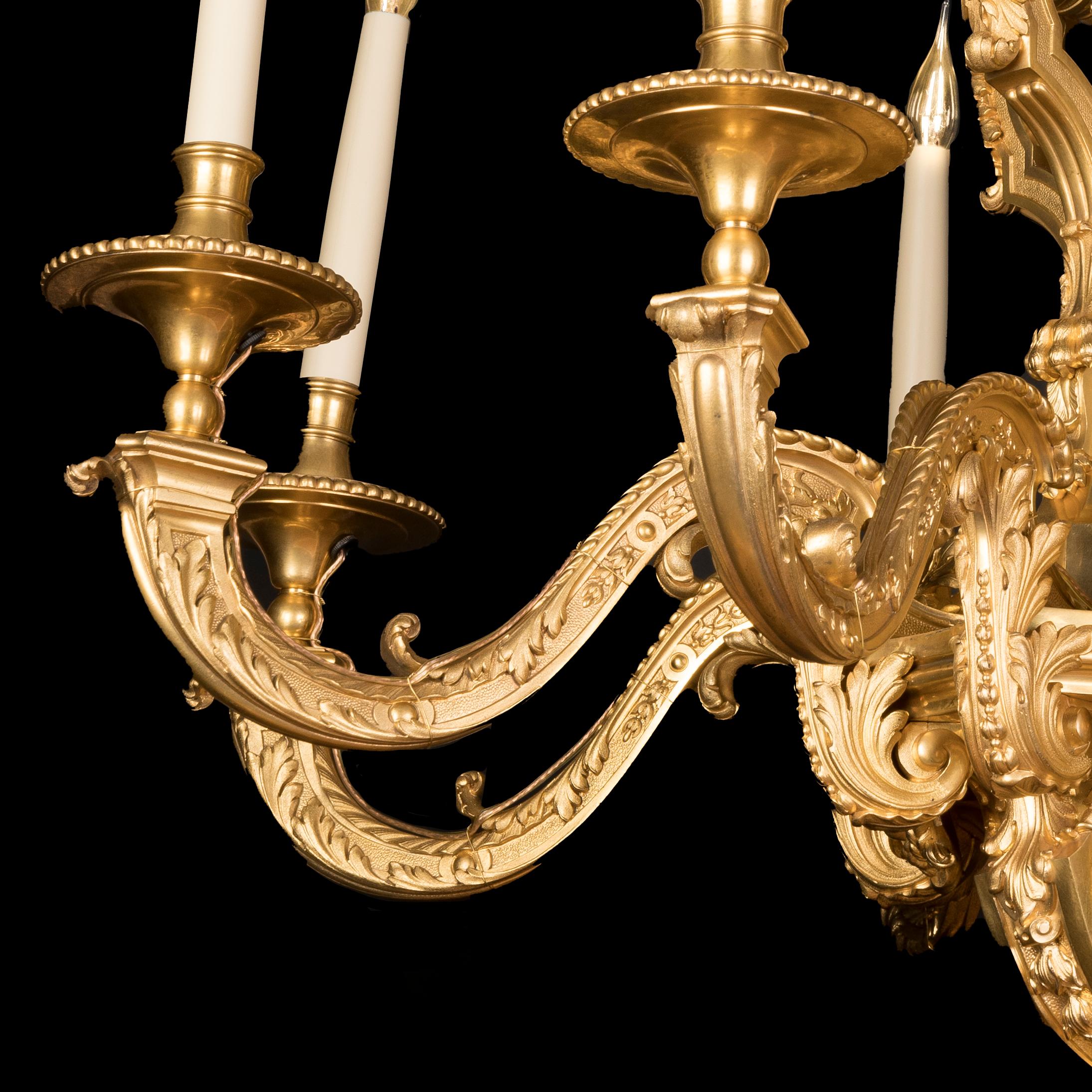 19th Century French 8-Light Ormolu Chandelier by Lacarrière & Delatour of Paris For Sale 3