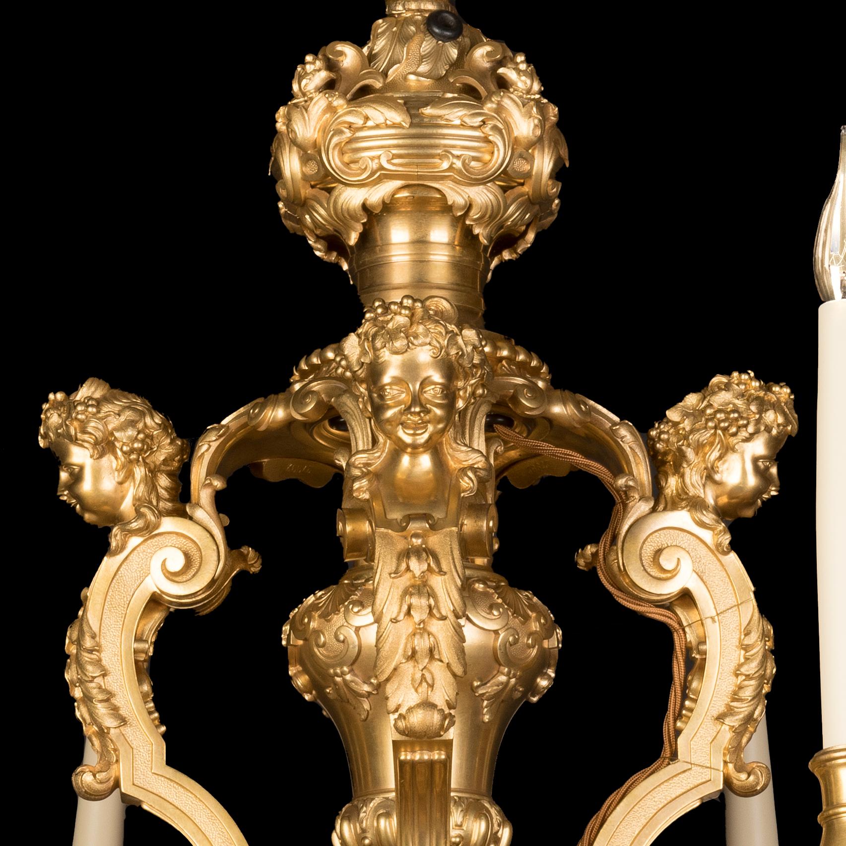 19th Century French 8-Light Ormolu Chandelier by Lacarrière & Delatour of Paris For Sale 4