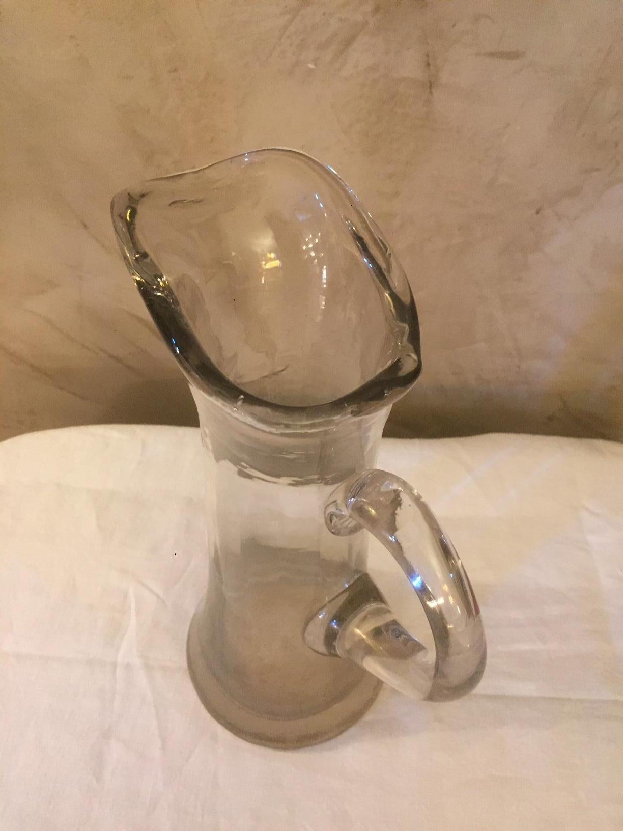 19th century French Absinthe Blown Glass Carafe, pitcher 1