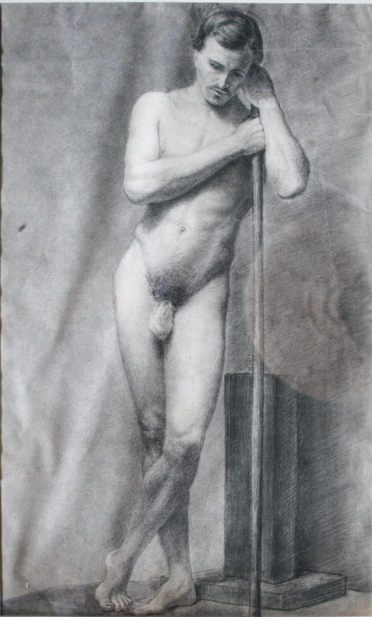 19th Century French Academic Anatomical Pencil Charcoal Nude Drawings Studies 15