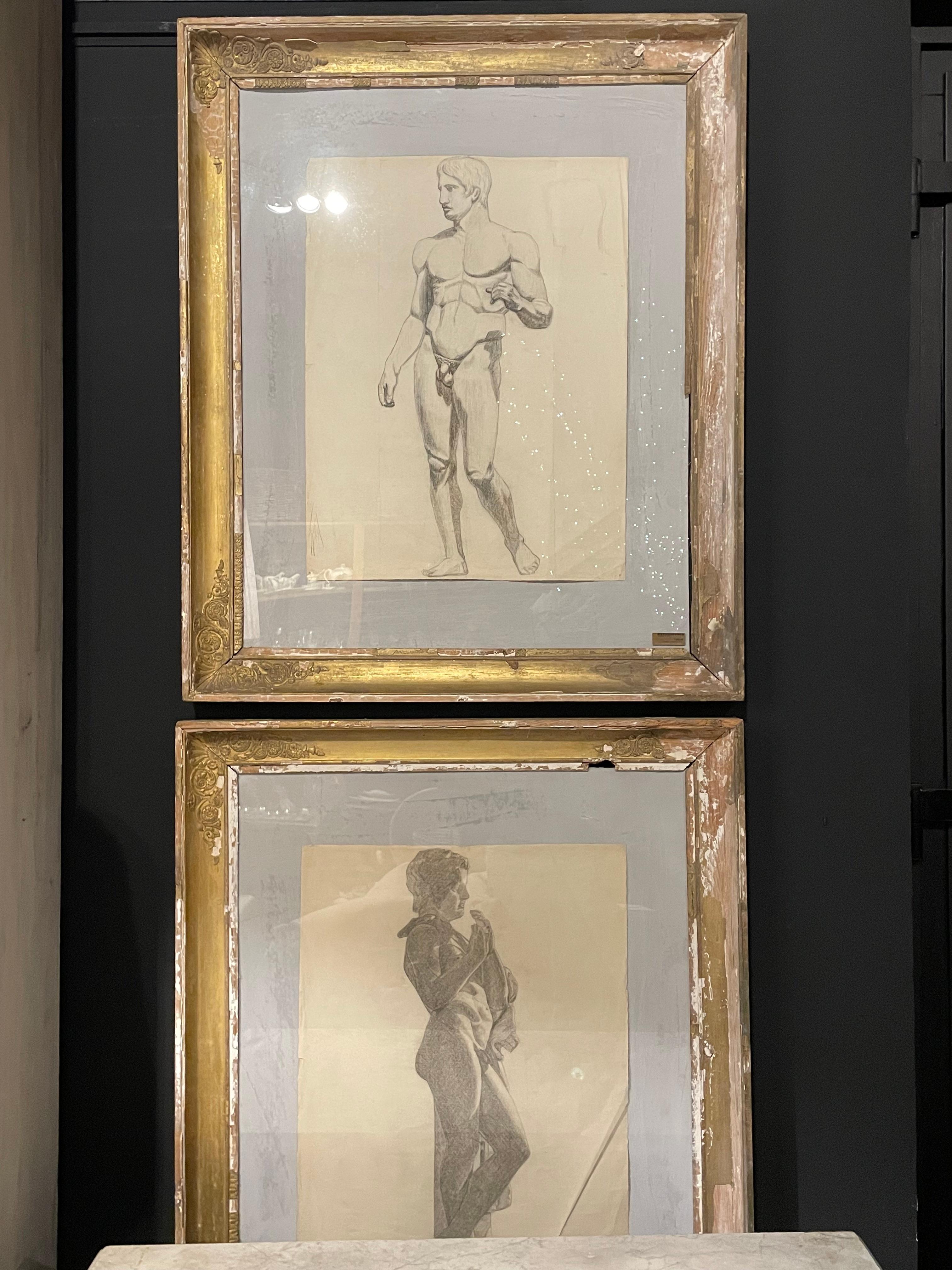 Wood 19th Century French Academy Drawing For Sale