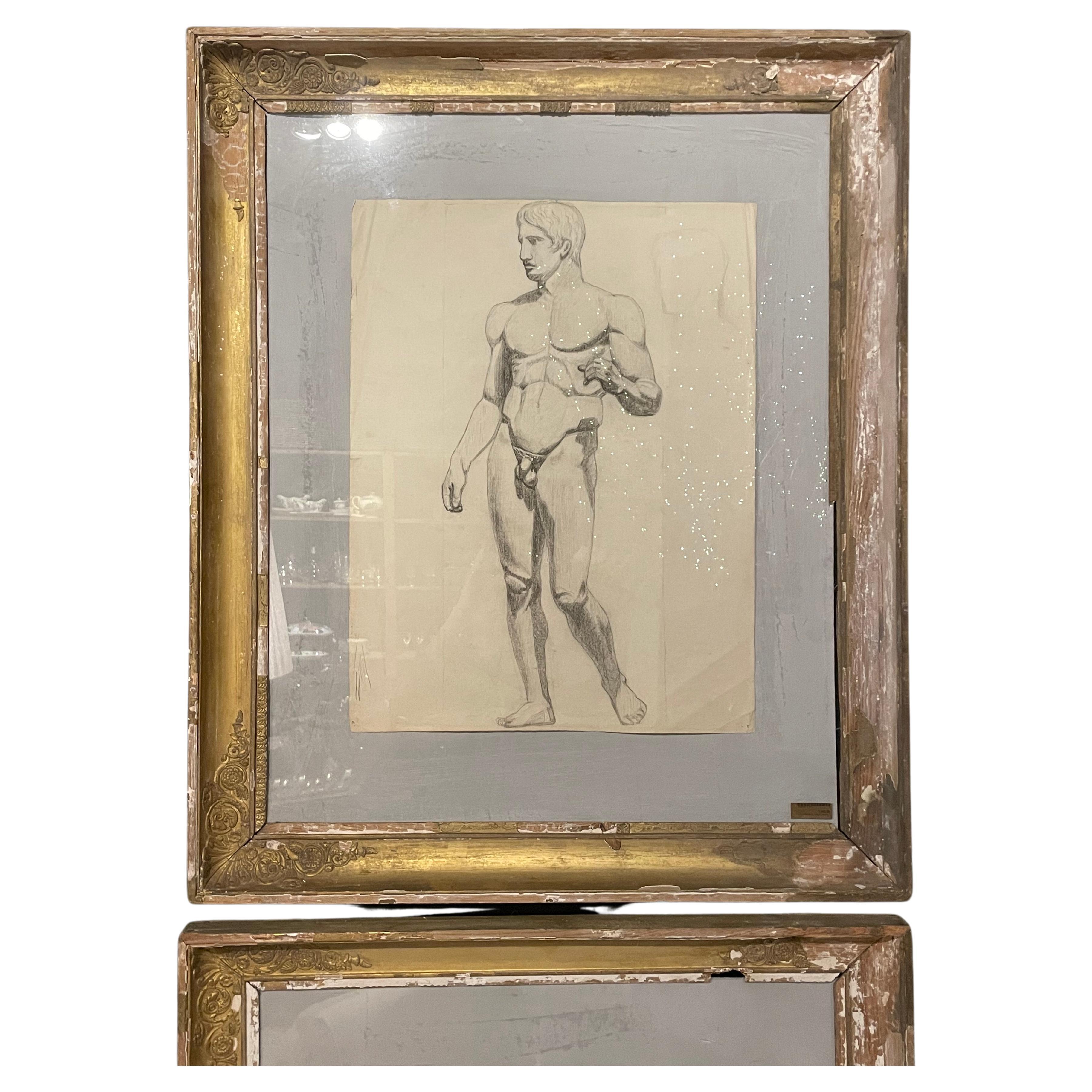 19th Century French Academy Drawing For Sale