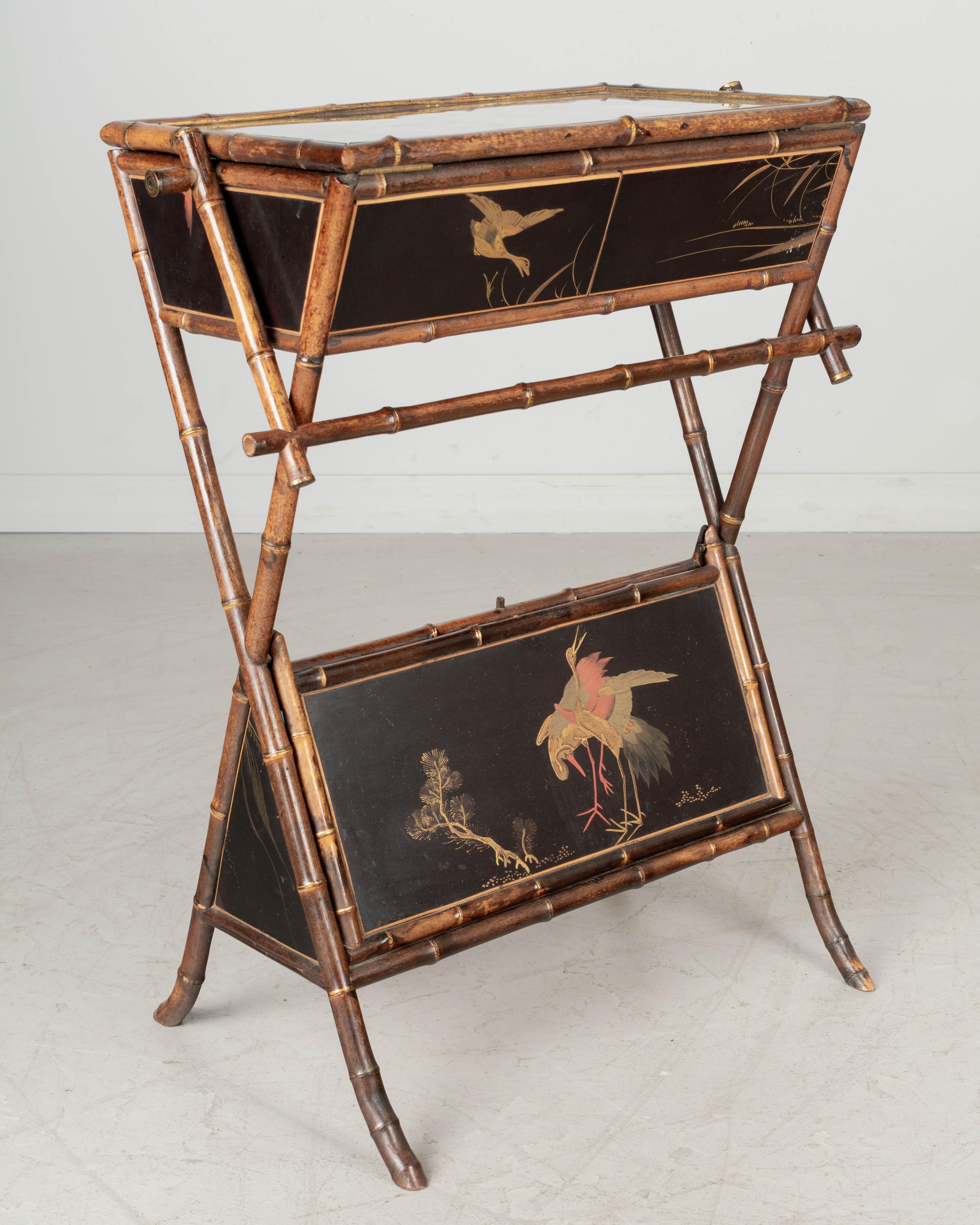 Lacquered 19th Century French Aesthetic Movement Bamboo Sewing Table For Sale