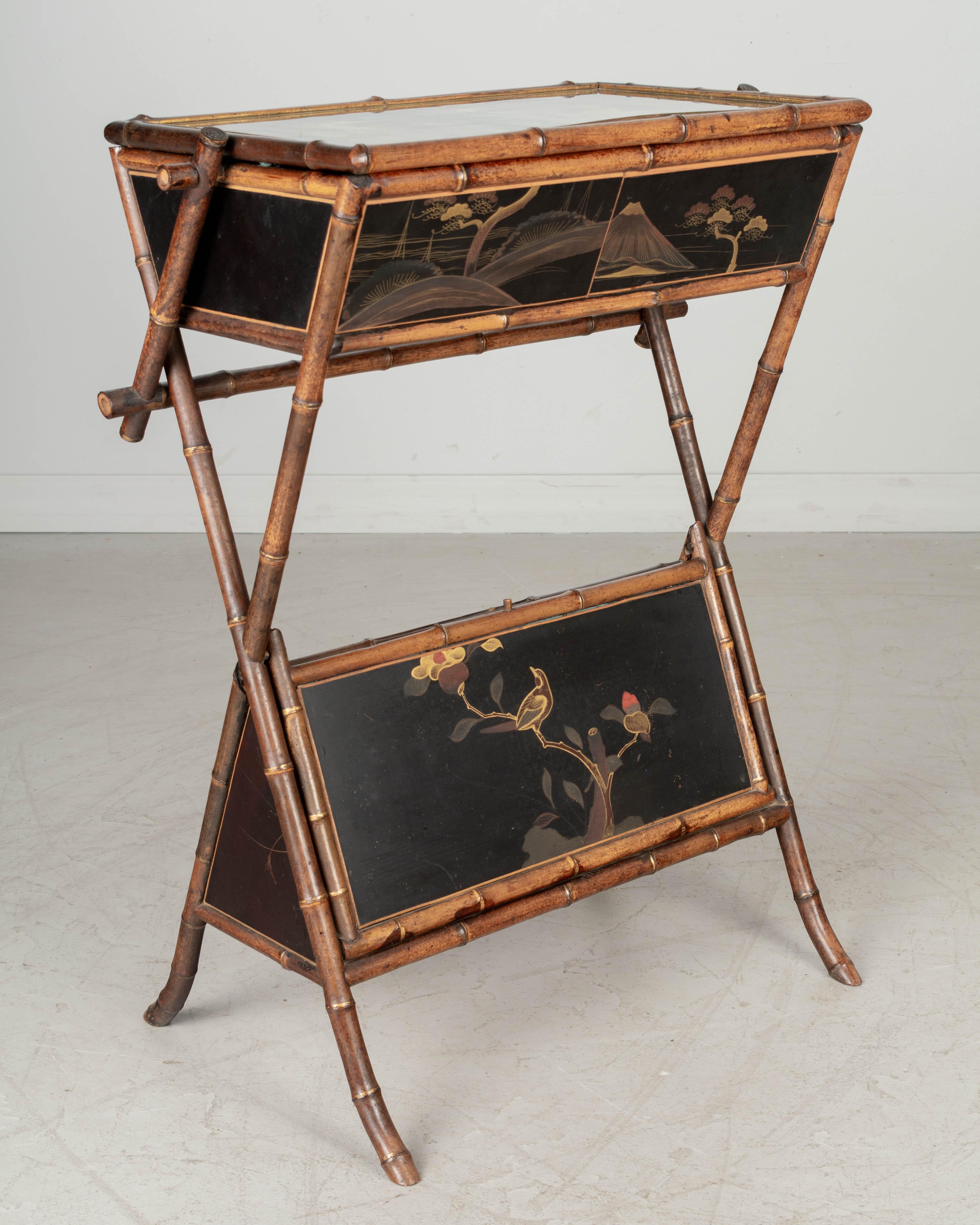 19th Century French Aesthetic Movement Bamboo Sewing Table In Good Condition For Sale In Winter Park, FL