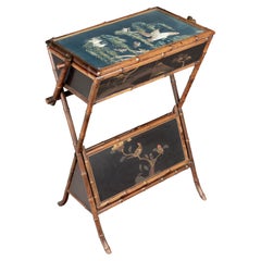 19. Jahrhundert Französisch Aesthetic Movement Bamboo Sewing Tisch