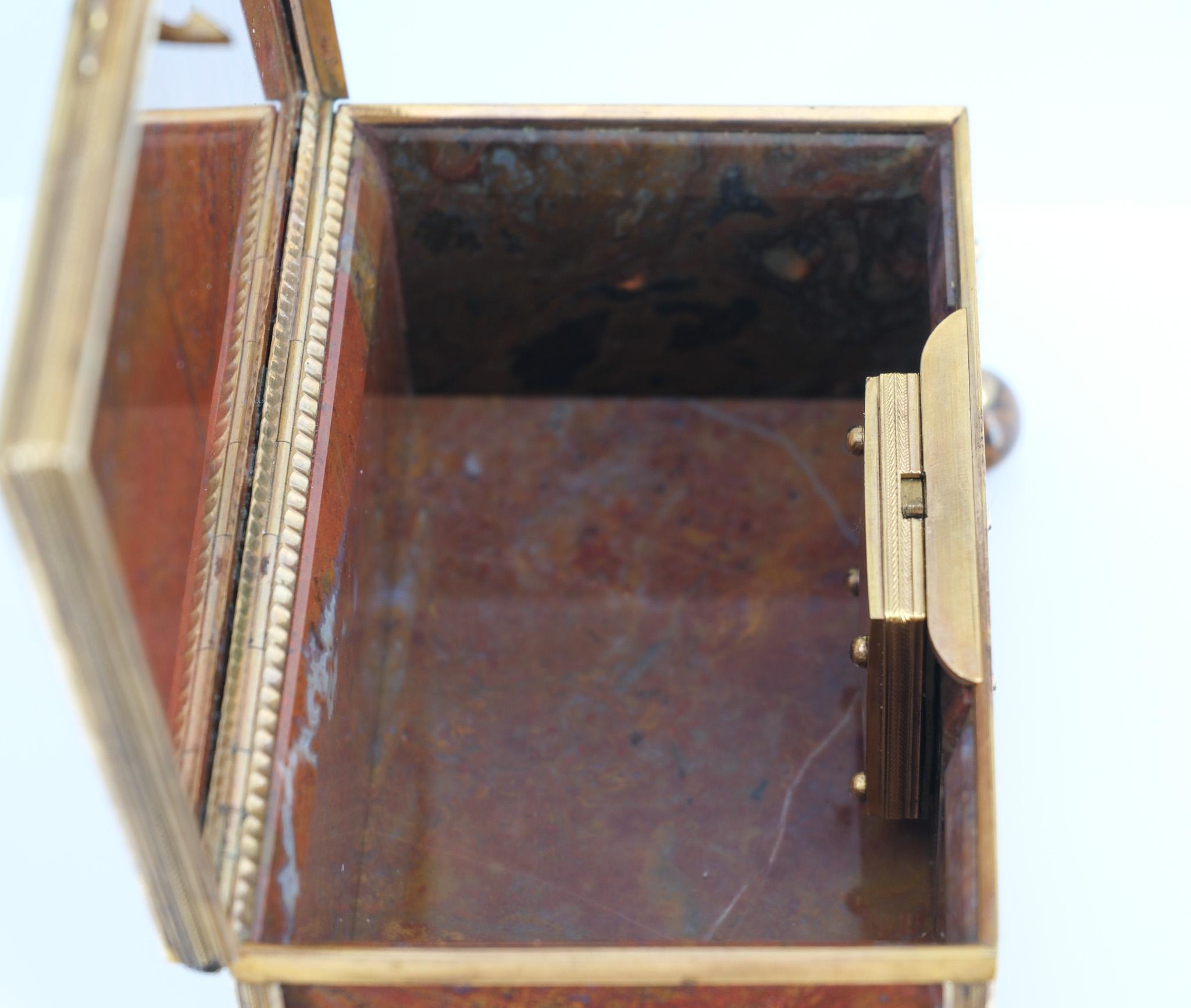 19th Century French Agate & Gilt Metal Jewellery Box Napoleon III For Sale 8