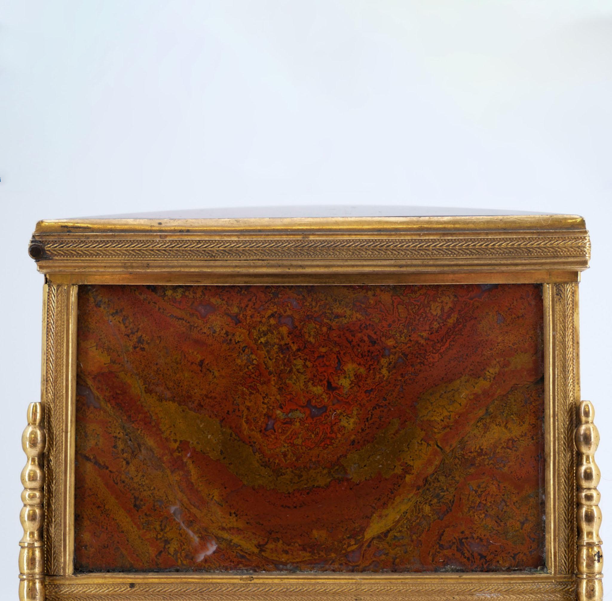 19th Century French Agate & Gilt Metal Jewellery Box Napoleon III For Sale 10