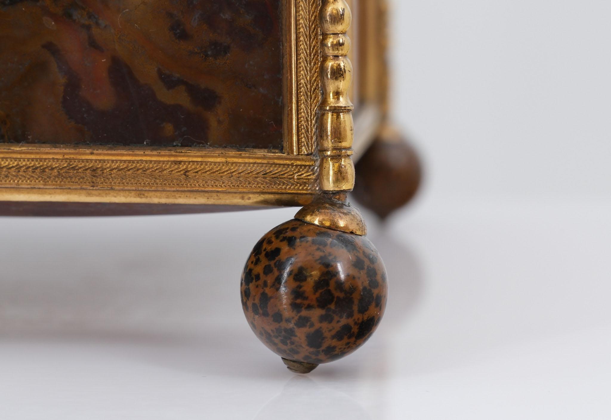 19th Century French Agate & Gilt Metal Jewellery Box Napoleon III For Sale 15