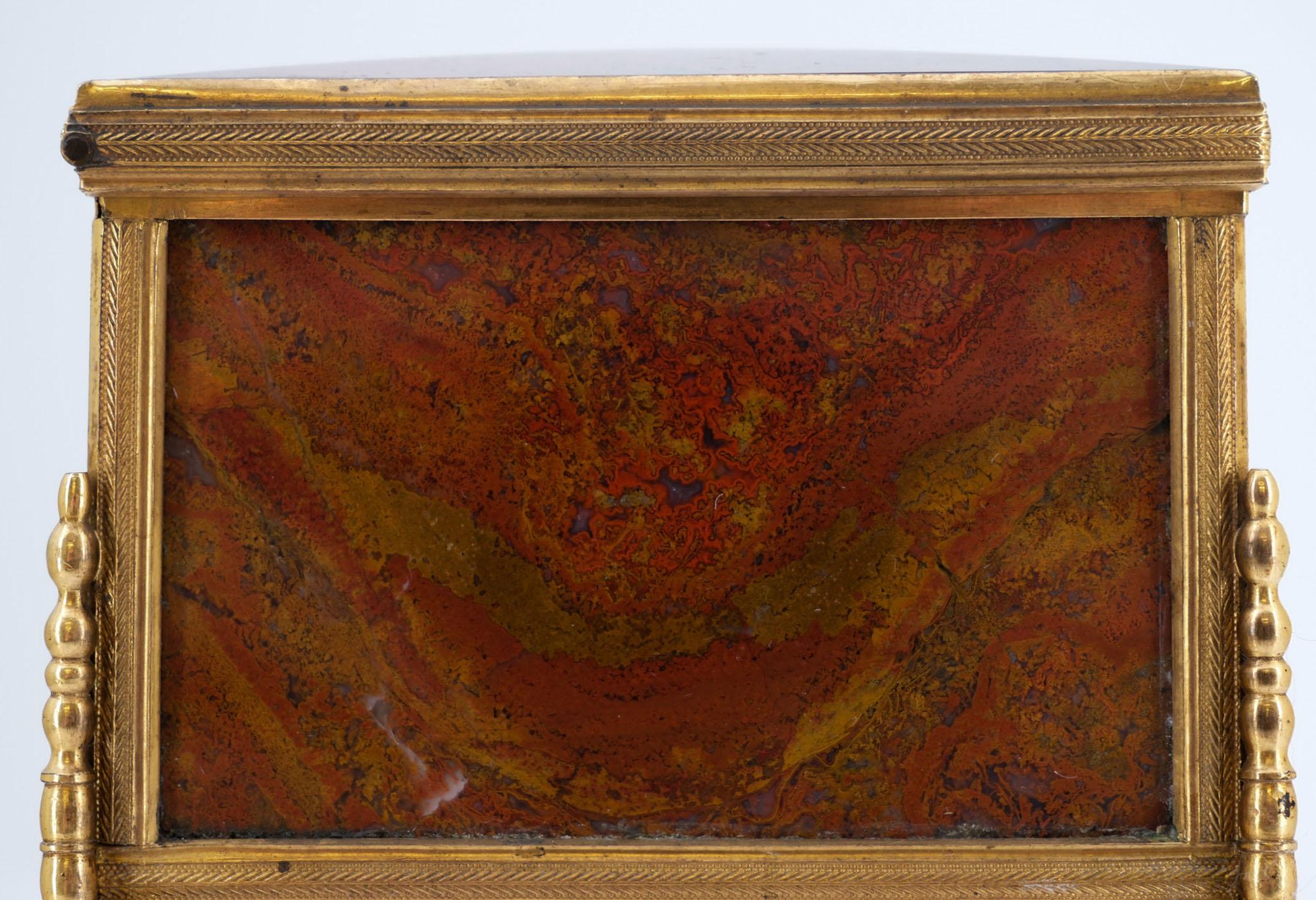 19th Century French Agate & Gilt Metal Jewellery Box Napoleon III For Sale 1