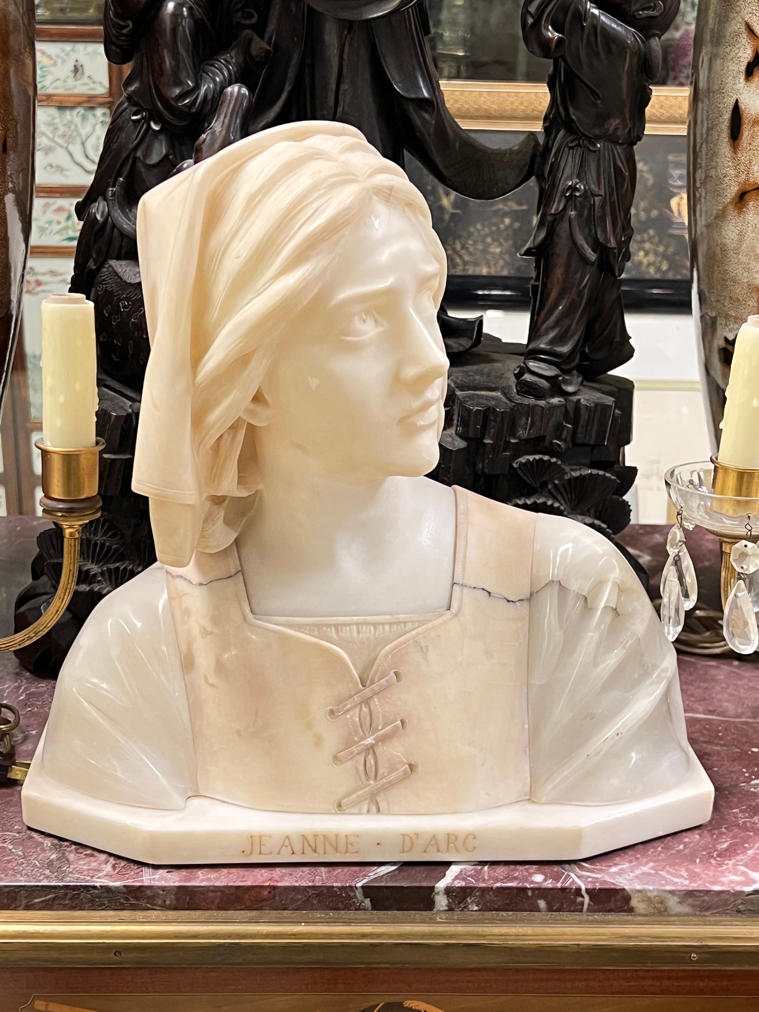 19th Century French Alabaster bust of Jean d'Arc  4