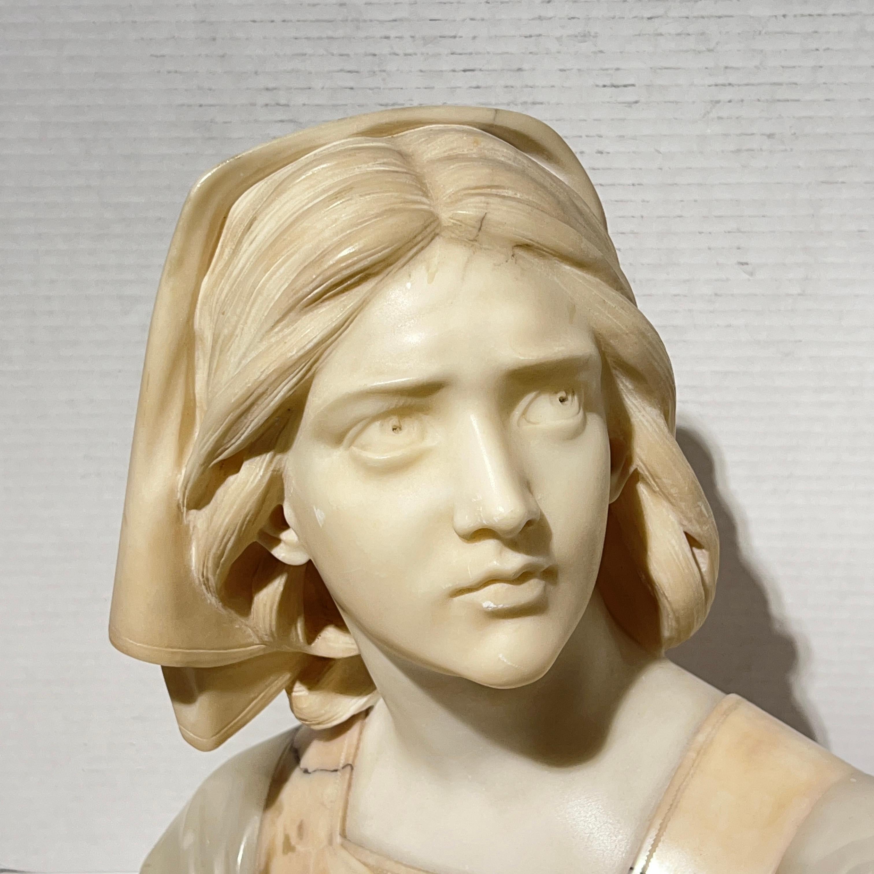 19th Century French Alabaster bust of Jean d'Arc  For Sale 5