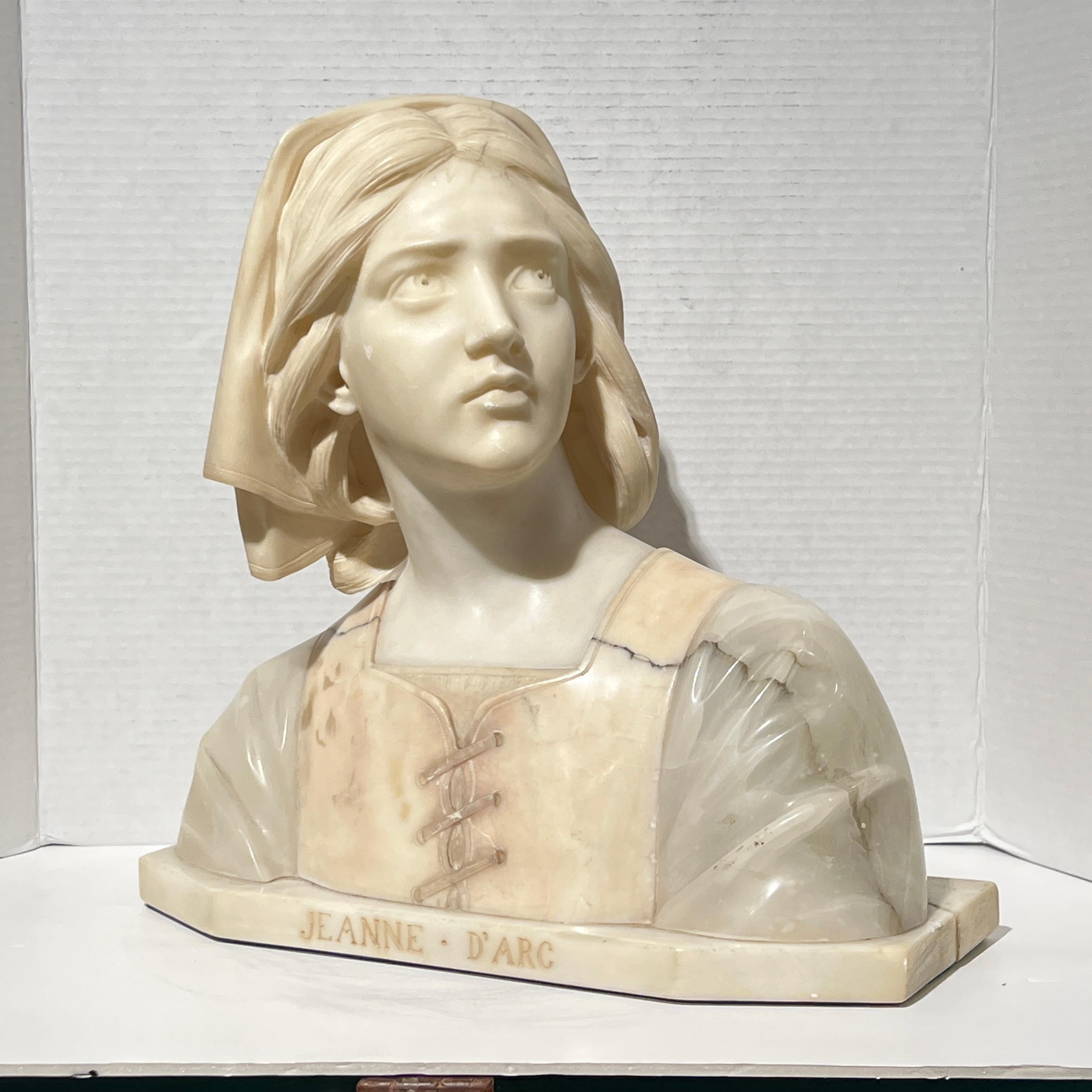 19th Century French Alabaster bust of Jean d'Arc  For Sale 6