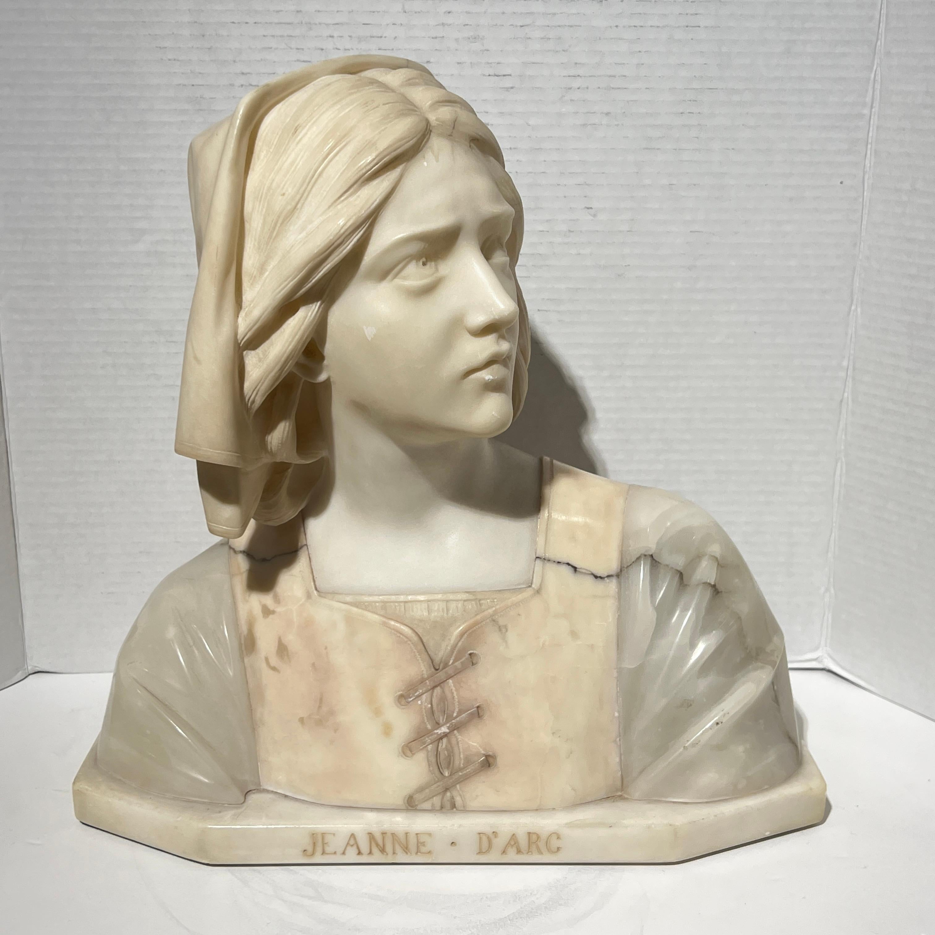 19th Century French Alabaster bust of Jean d'Arc  For Sale 10