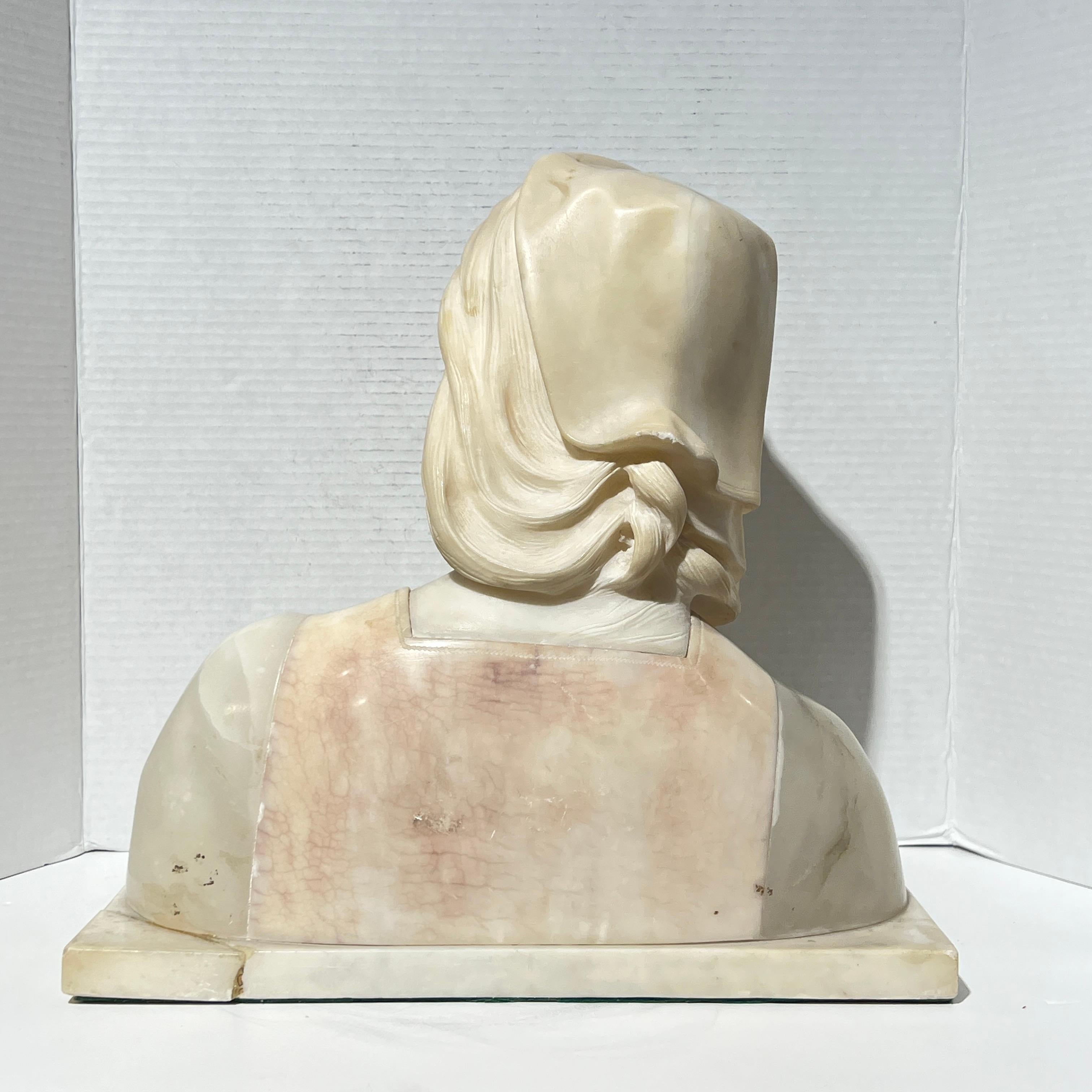 Grand Tour 19th Century French Alabaster bust of Jean d'Arc 