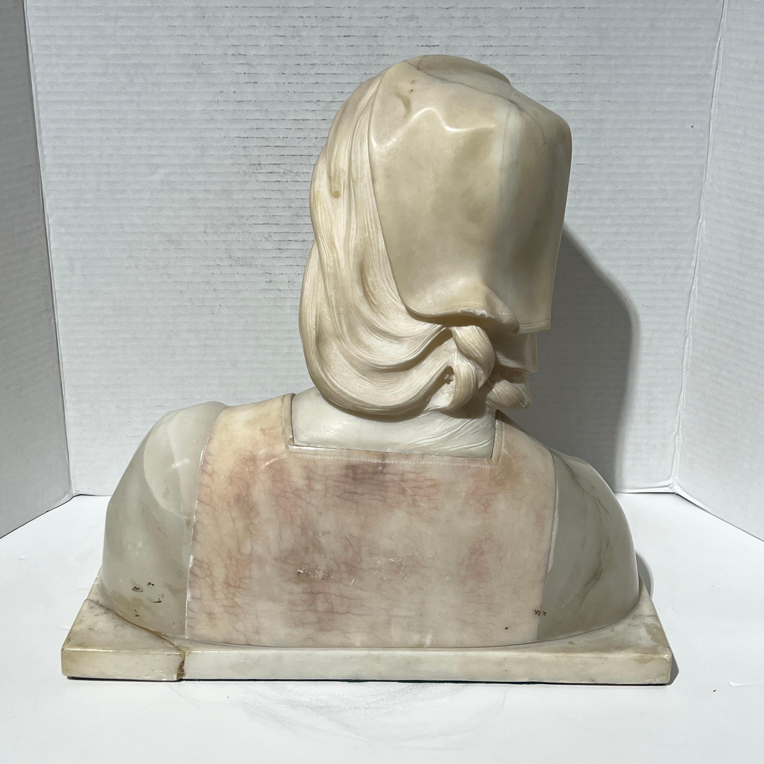 19th Century French Alabaster bust of Jean d'Arc  In Good Condition For Sale In New York, NY