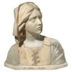 Buste de Jean d'Arc français en albâtre du 19ème siècle 