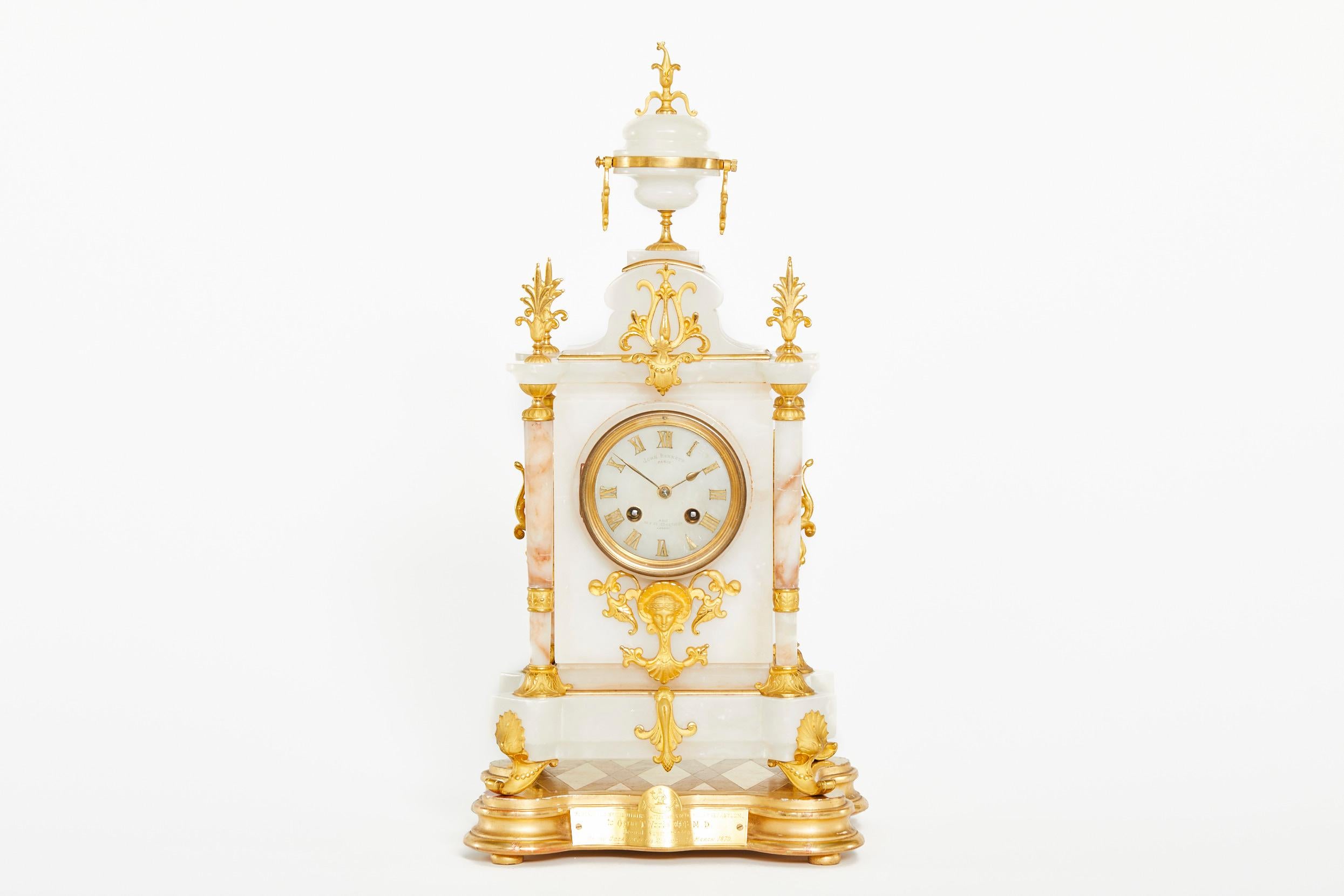 19th Century French Alabaster / Gilt Mantel Clock For Sale 4