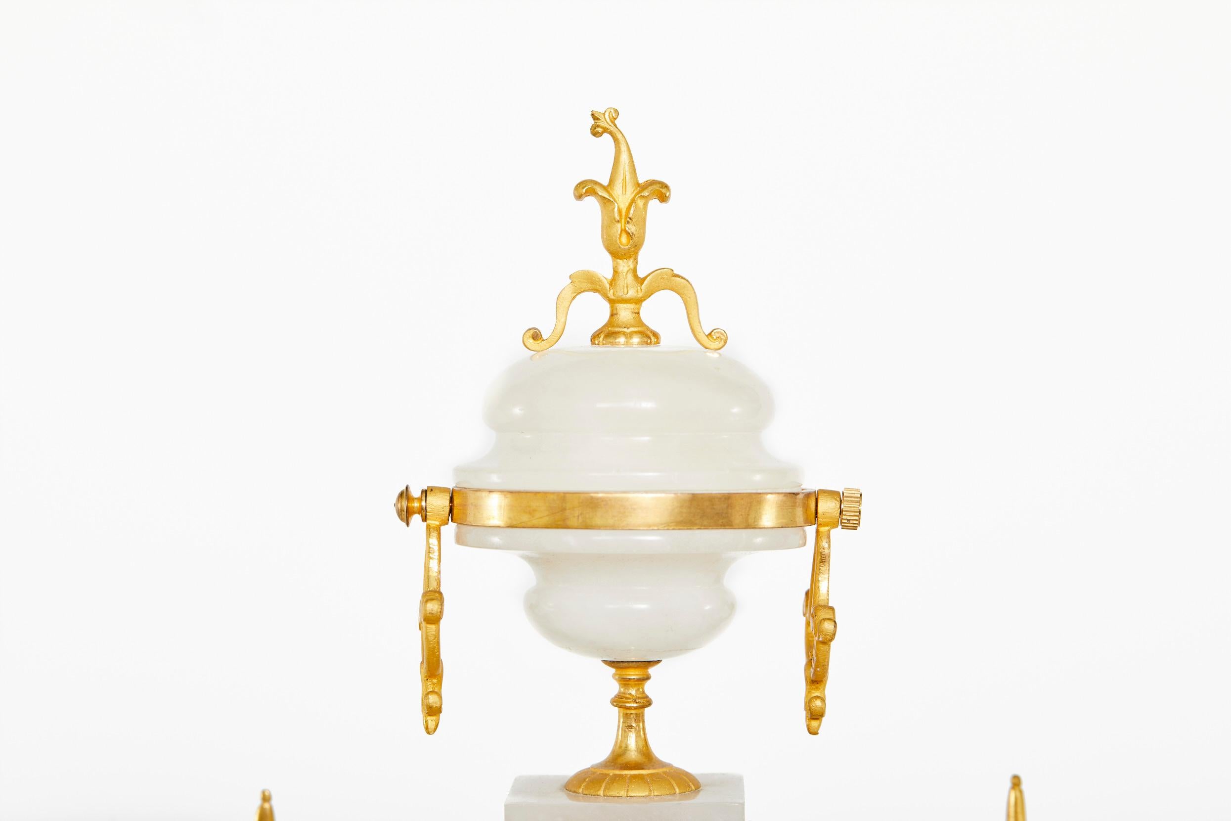 Louis XVI 19th Century French Alabaster / Gilt Mantel Clock For Sale