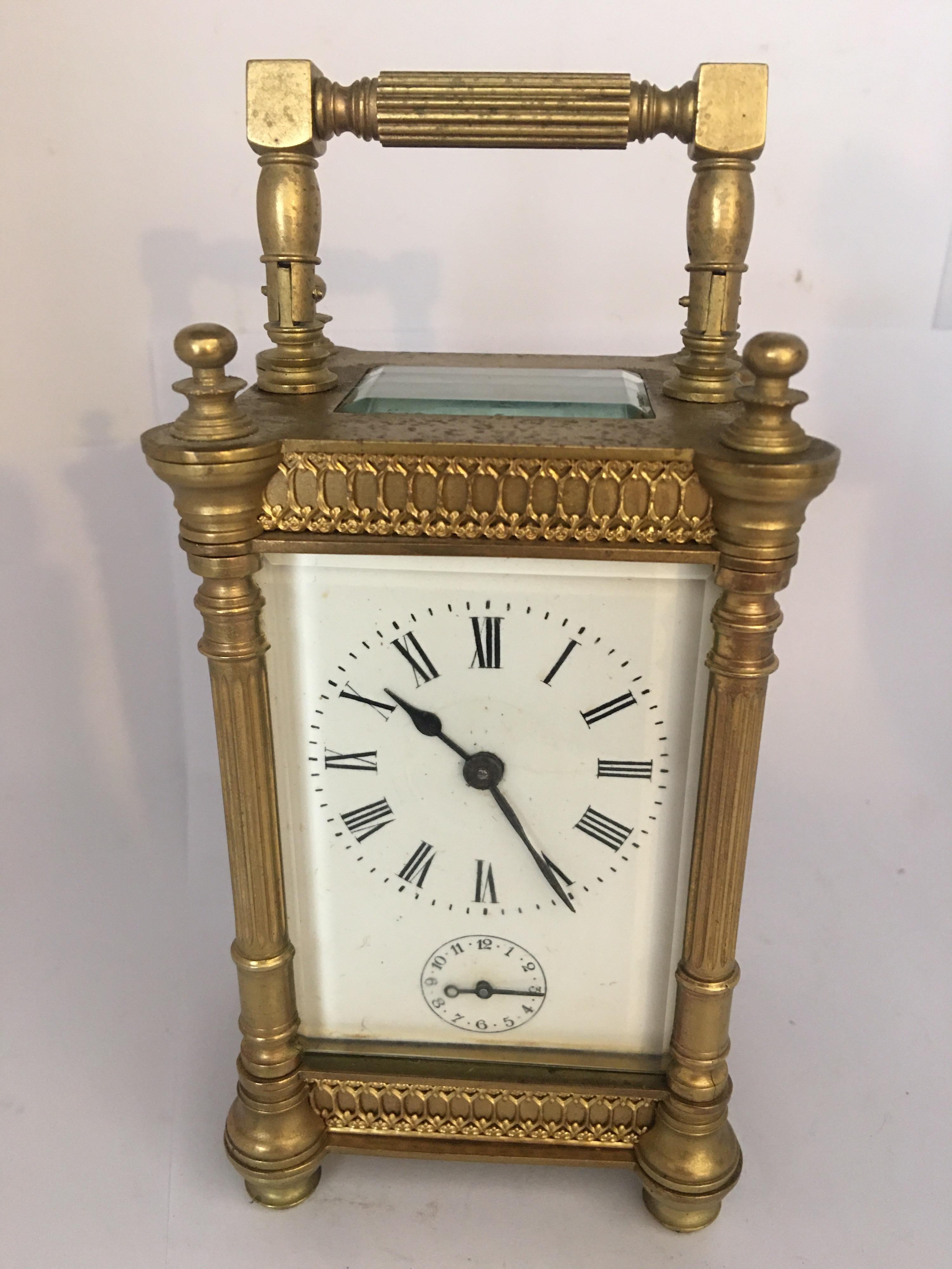 19th Century French Alarm Carriage Clock For Sale 4