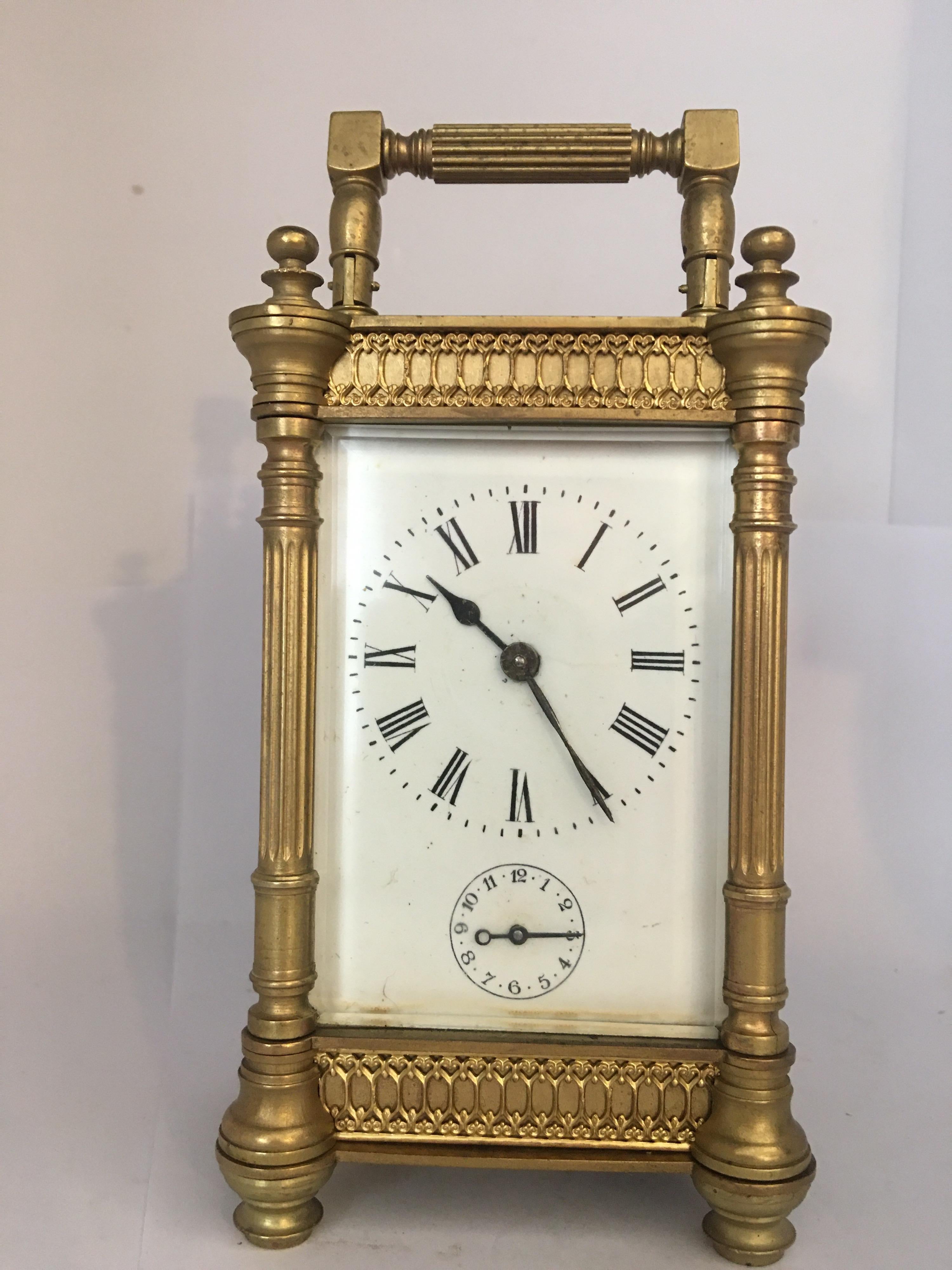 19th Century French Alarm Carriage Clock For Sale 5