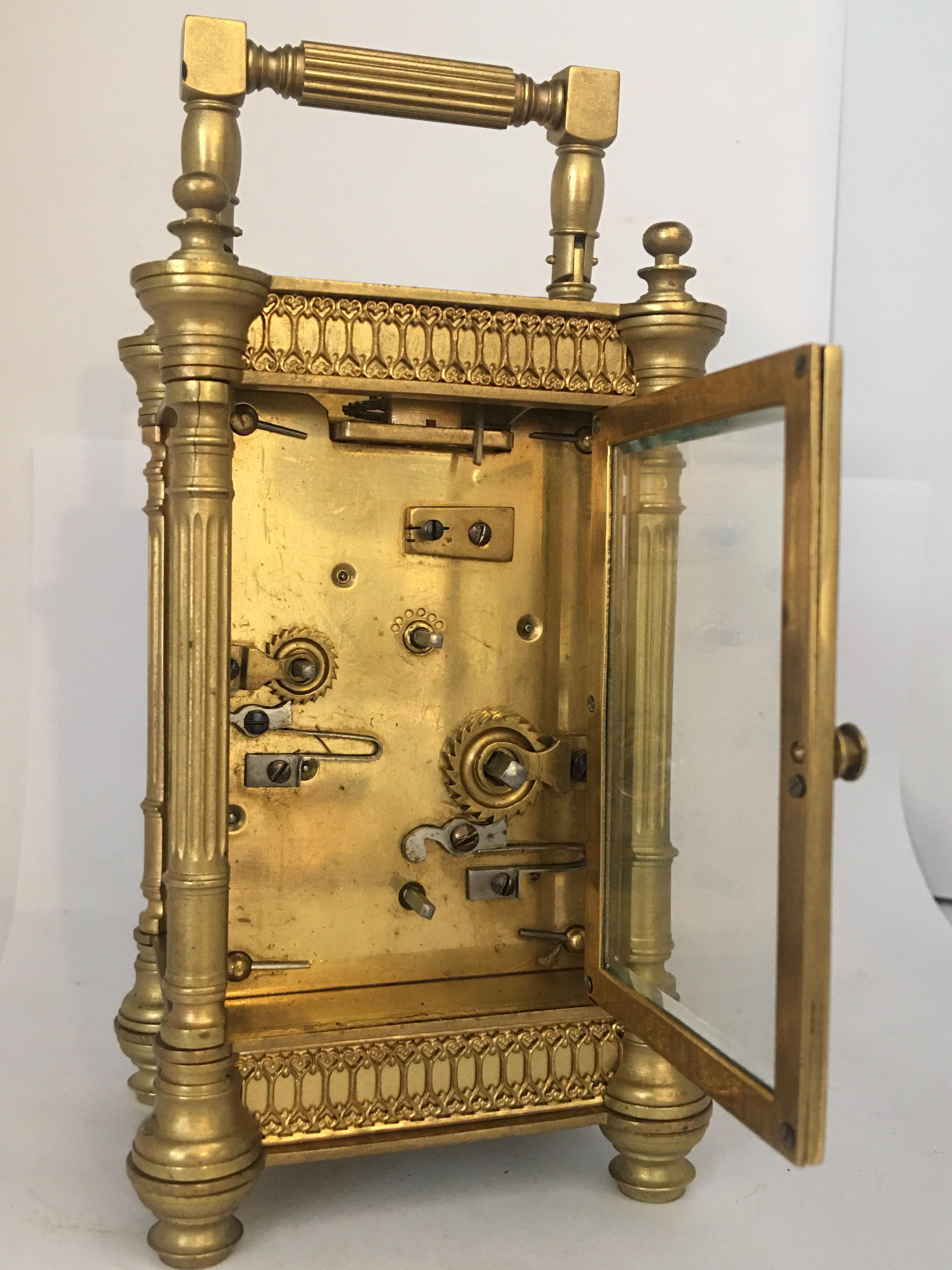 French Provincial 19th Century French Alarm Carriage Clock For Sale