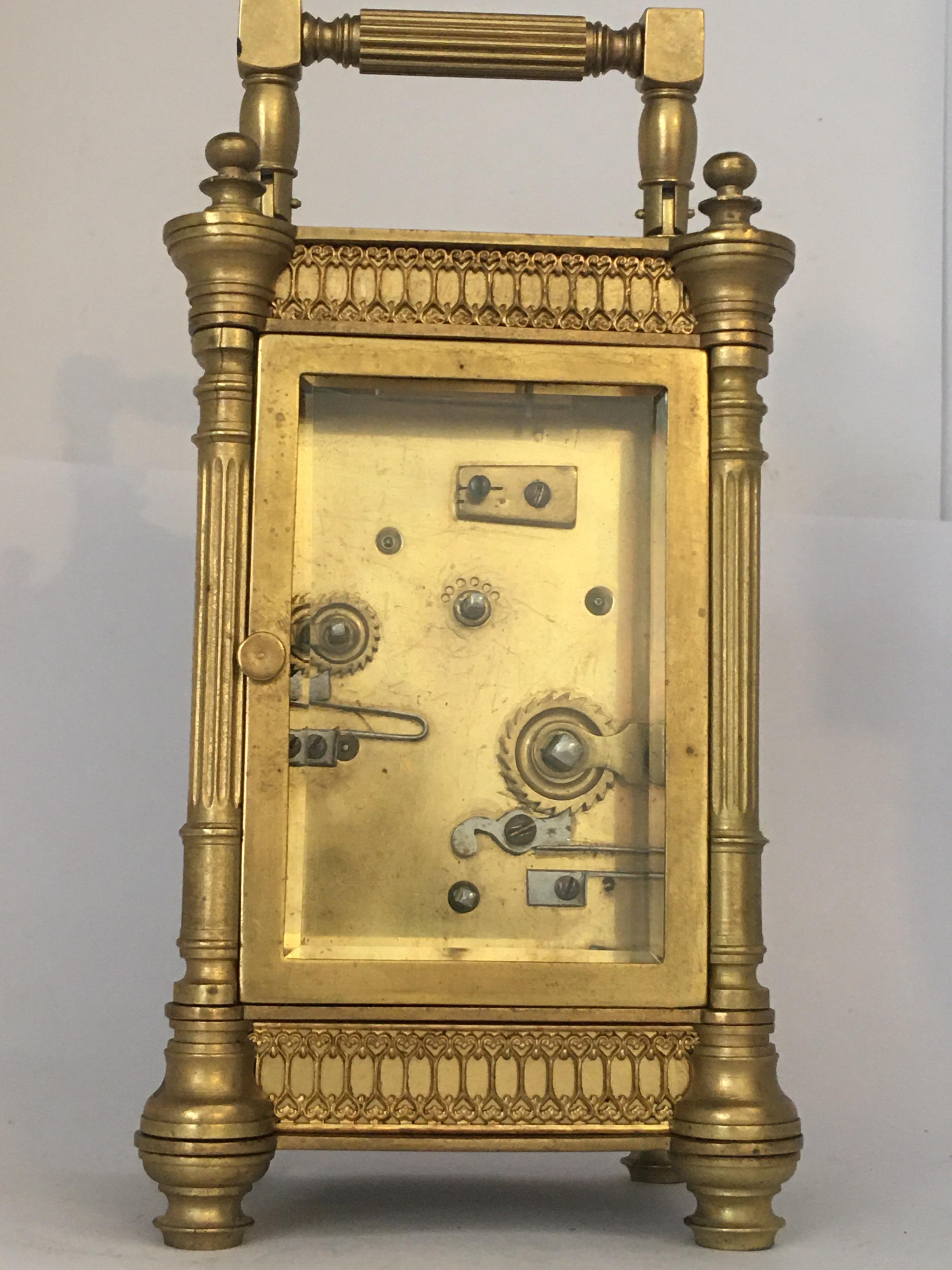 19th Century French Alarm Carriage Clock In Fair Condition For Sale In London, Nottinghill