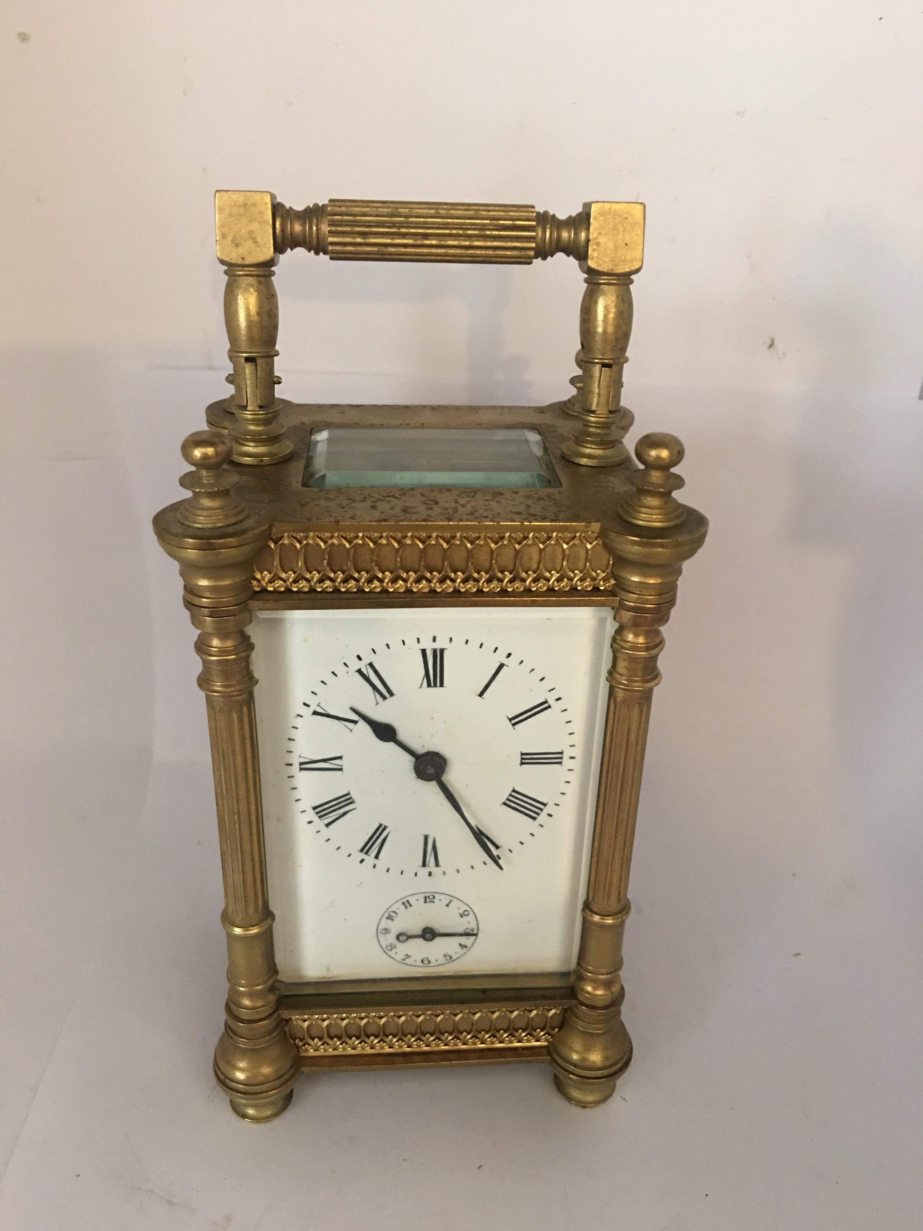 19th Century French Alarm Carriage Clock For Sale 2
