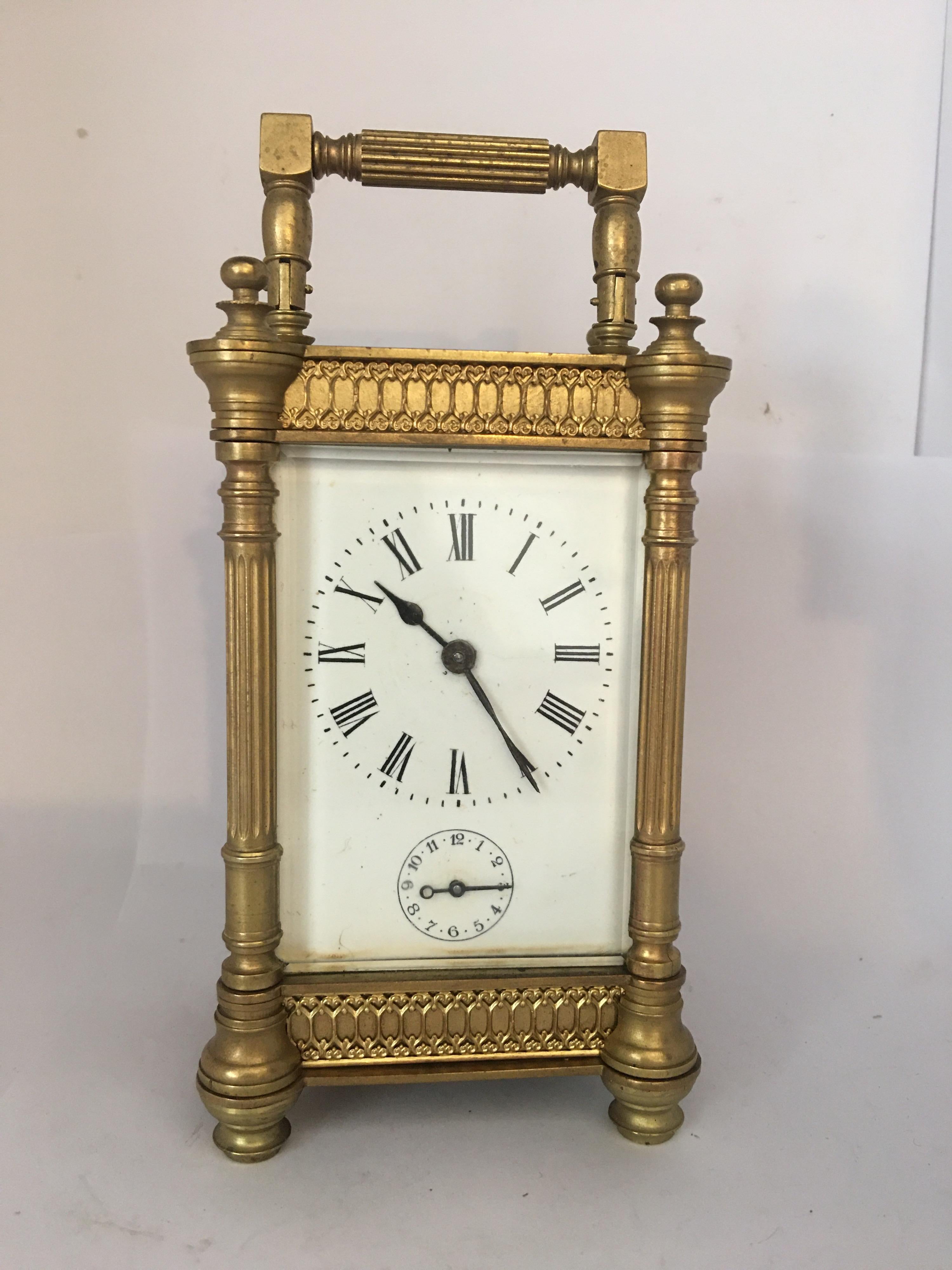 19th Century French Alarm Carriage Clock For Sale 3