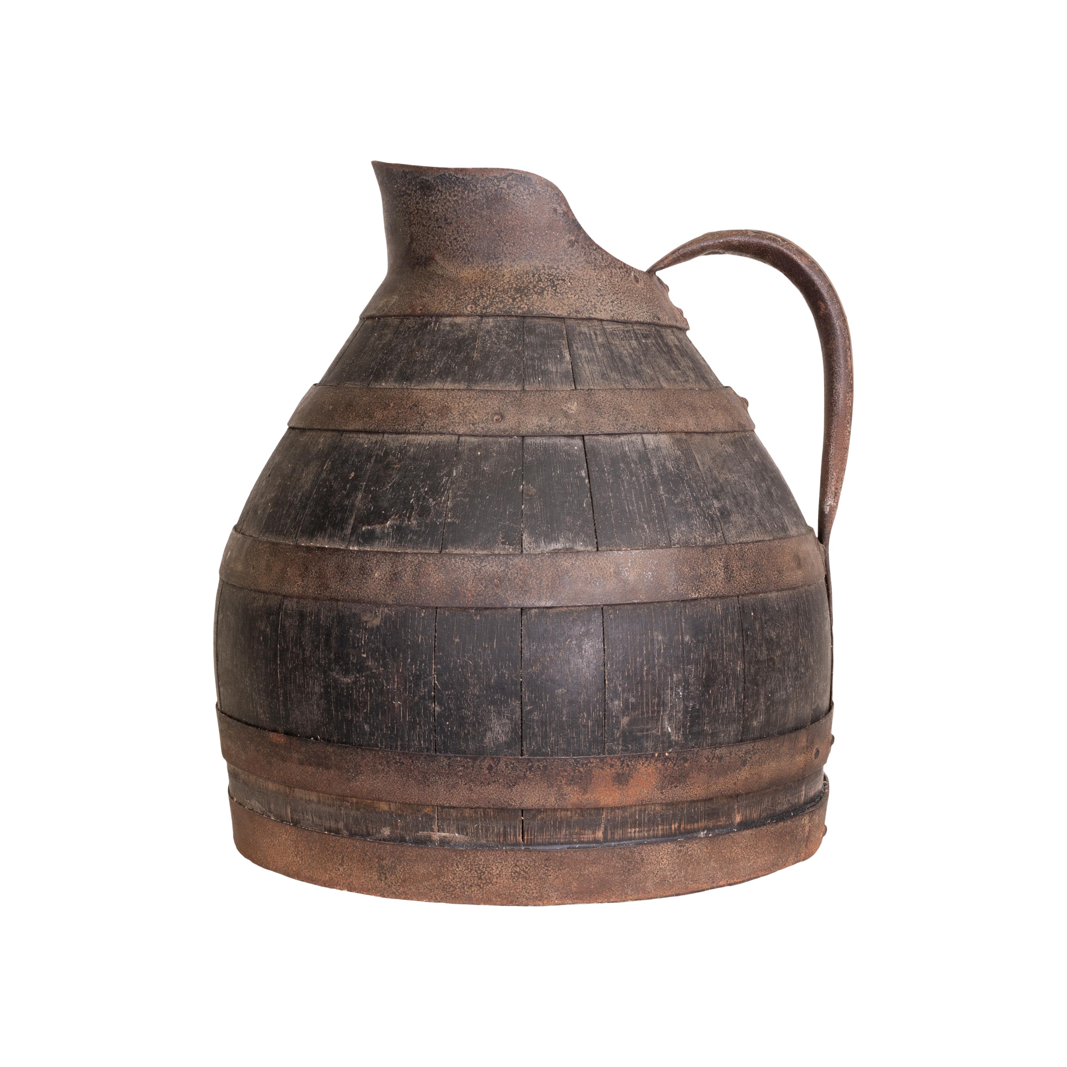 Wood 19th Century French Alascian Wine Pitcher For Sale