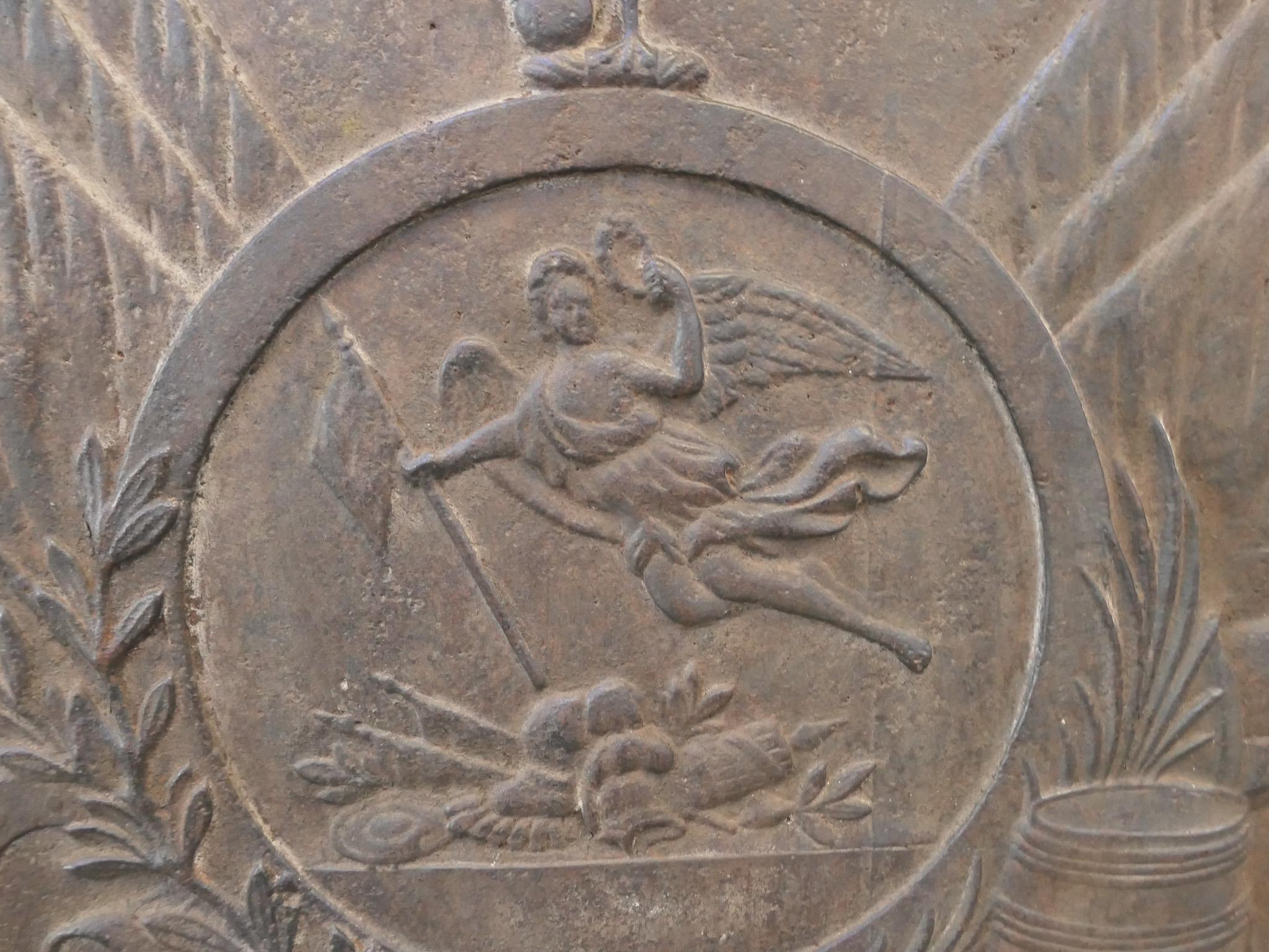 Ferro Piastra da camino francese del XIX secolo con Allegoria della Francia, Napoleone III in vendita