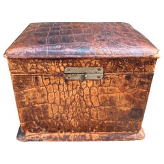 19th Century French Alligator Traveling Box