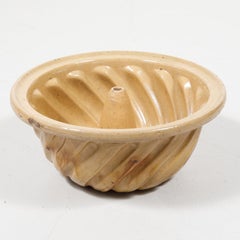 19th Century French Alsatian Terracotta Yellow Ware Kouglof Bundt Cake Mold