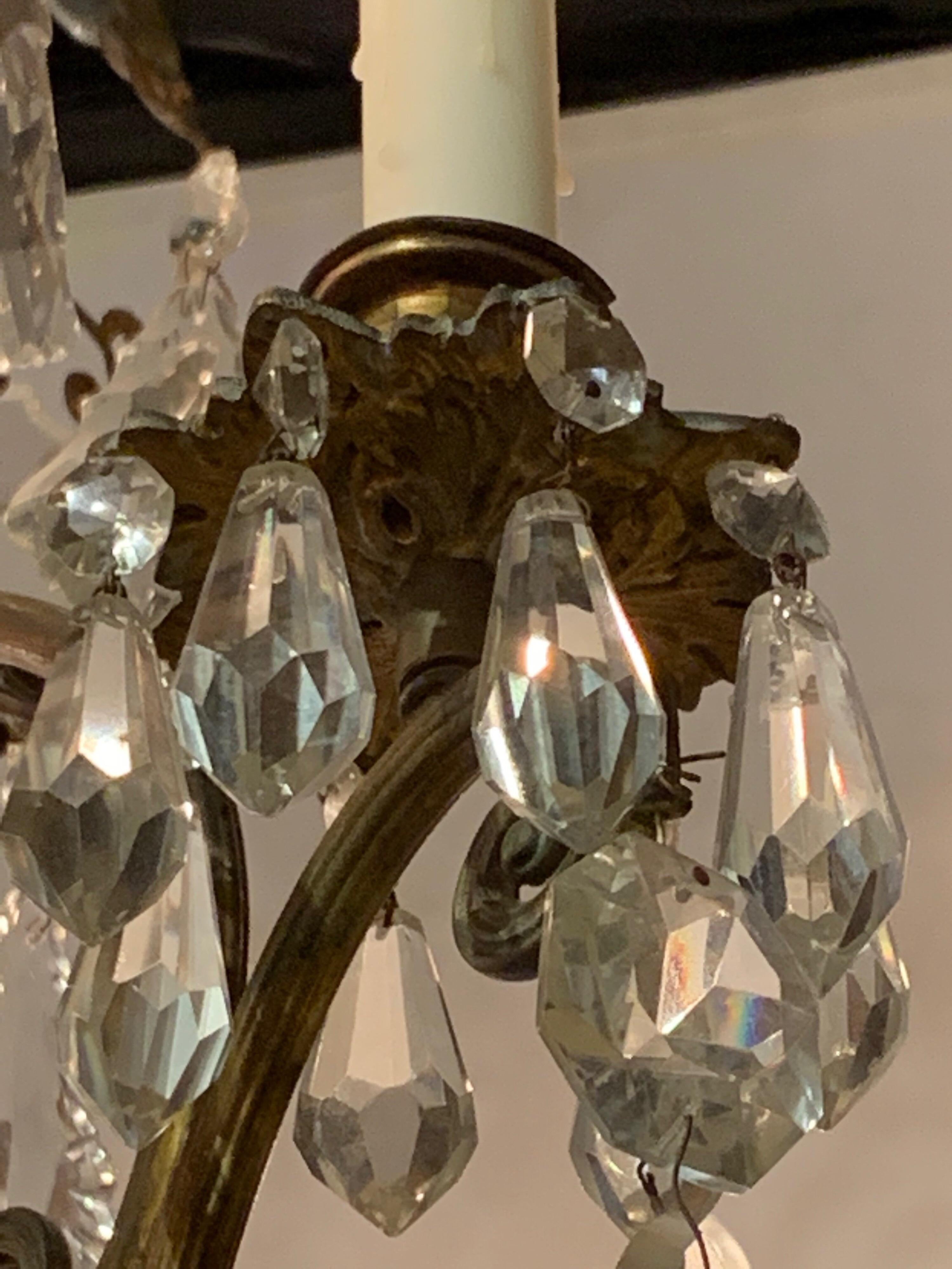 19th Century French and Bronze Crystal 9 Light Chandelier 2