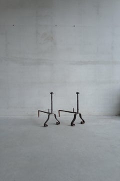 19th Century French fireplace andirons in cast iron