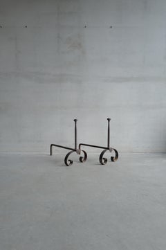 19th Century French Andirons in cast iron