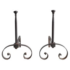 19th Century French Andirons in cast iron