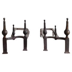 19th Century French Andirons in cast iron