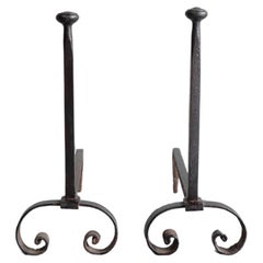 19th Century French Andirons in cast iron
