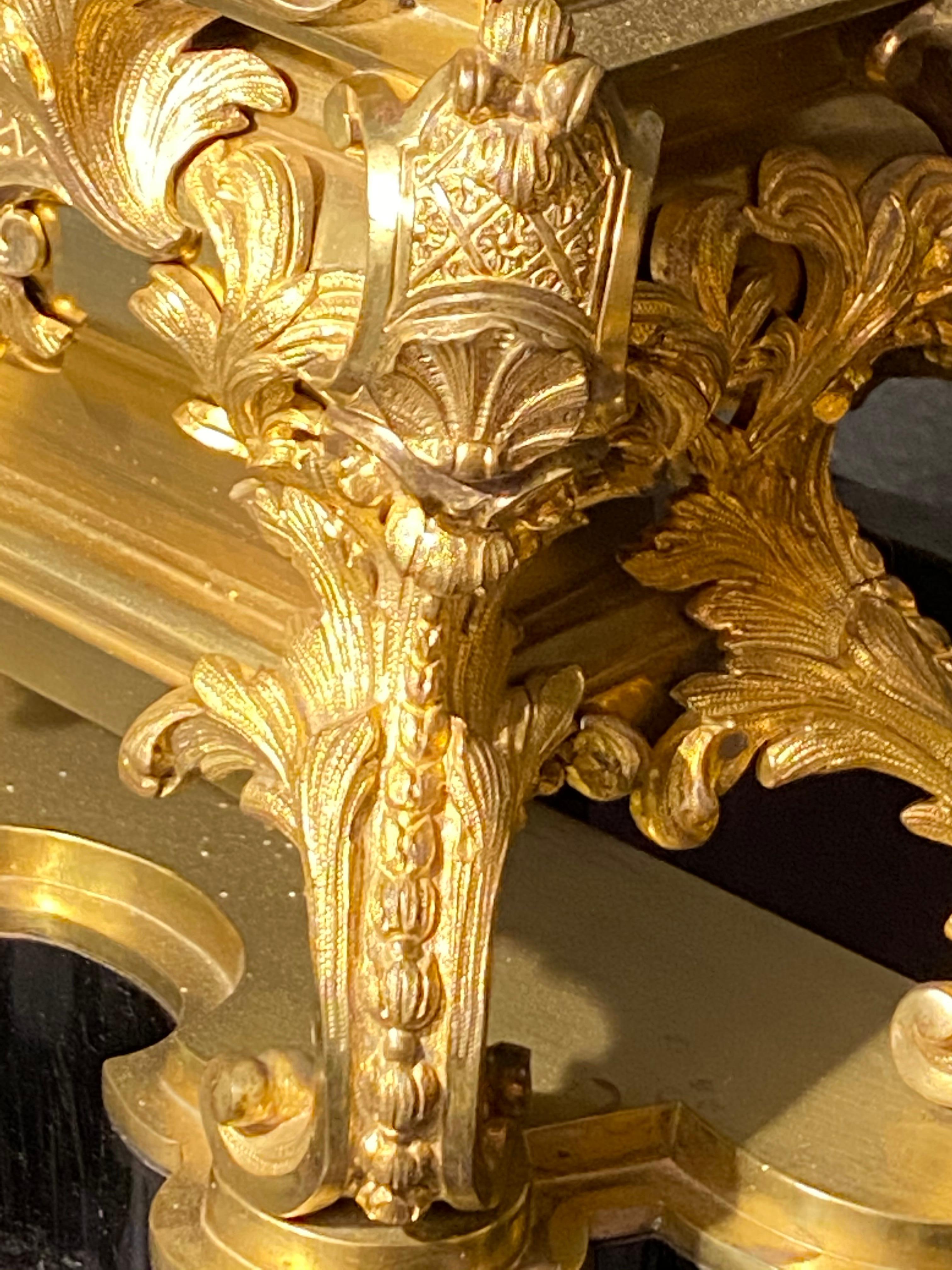 19th Century French Andirons, Opposing Cherubs on Stands in Doré Bronze In Good Condition In Stamford, CT