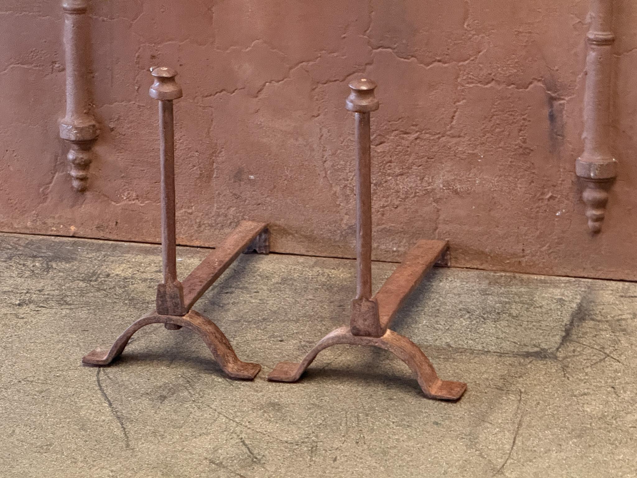 19th Century French Andirons or Firedogs, Neoclassical Period In Good Condition For Sale In Soest, NL