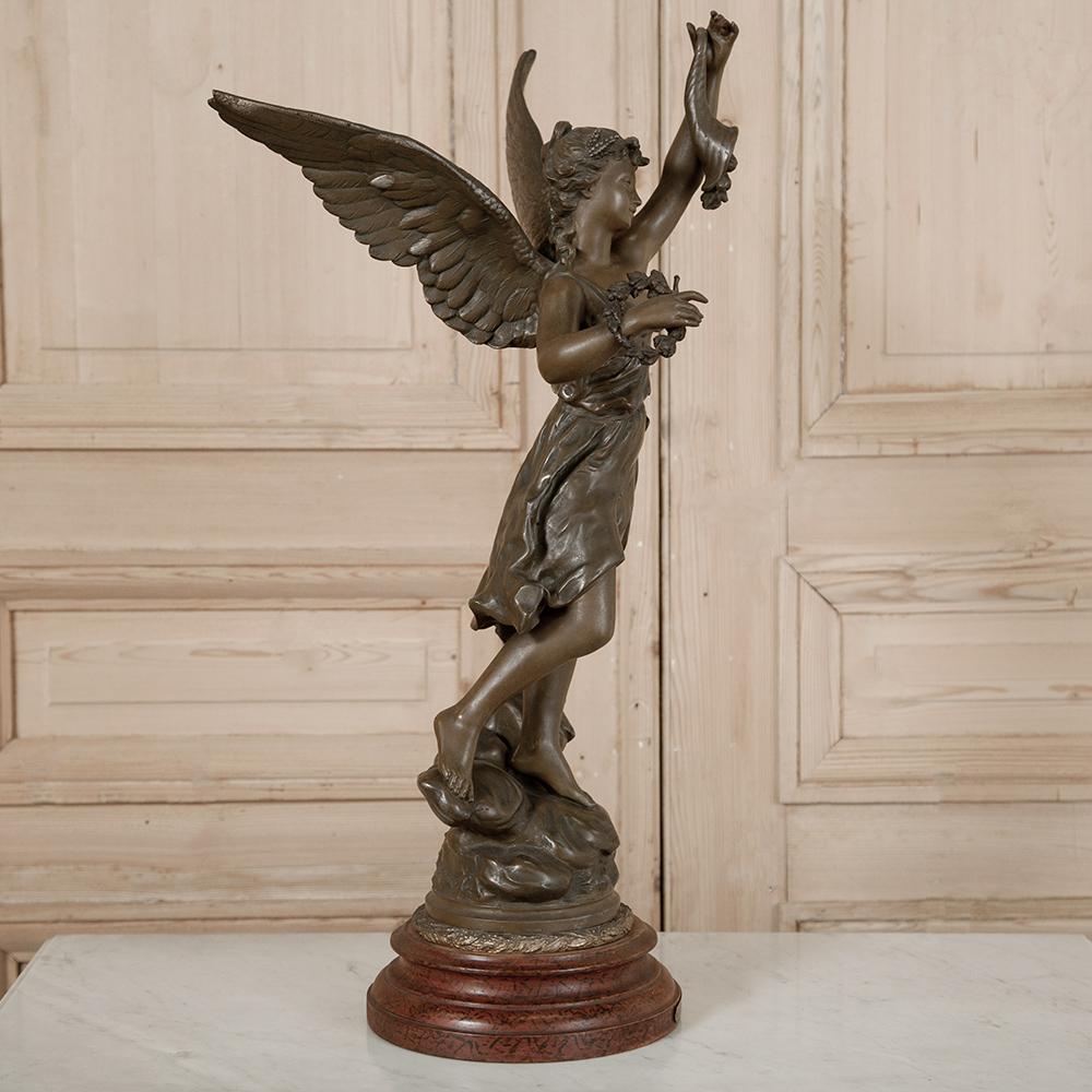 Louis XVI 19th Century French Angel Spelter Statue, 