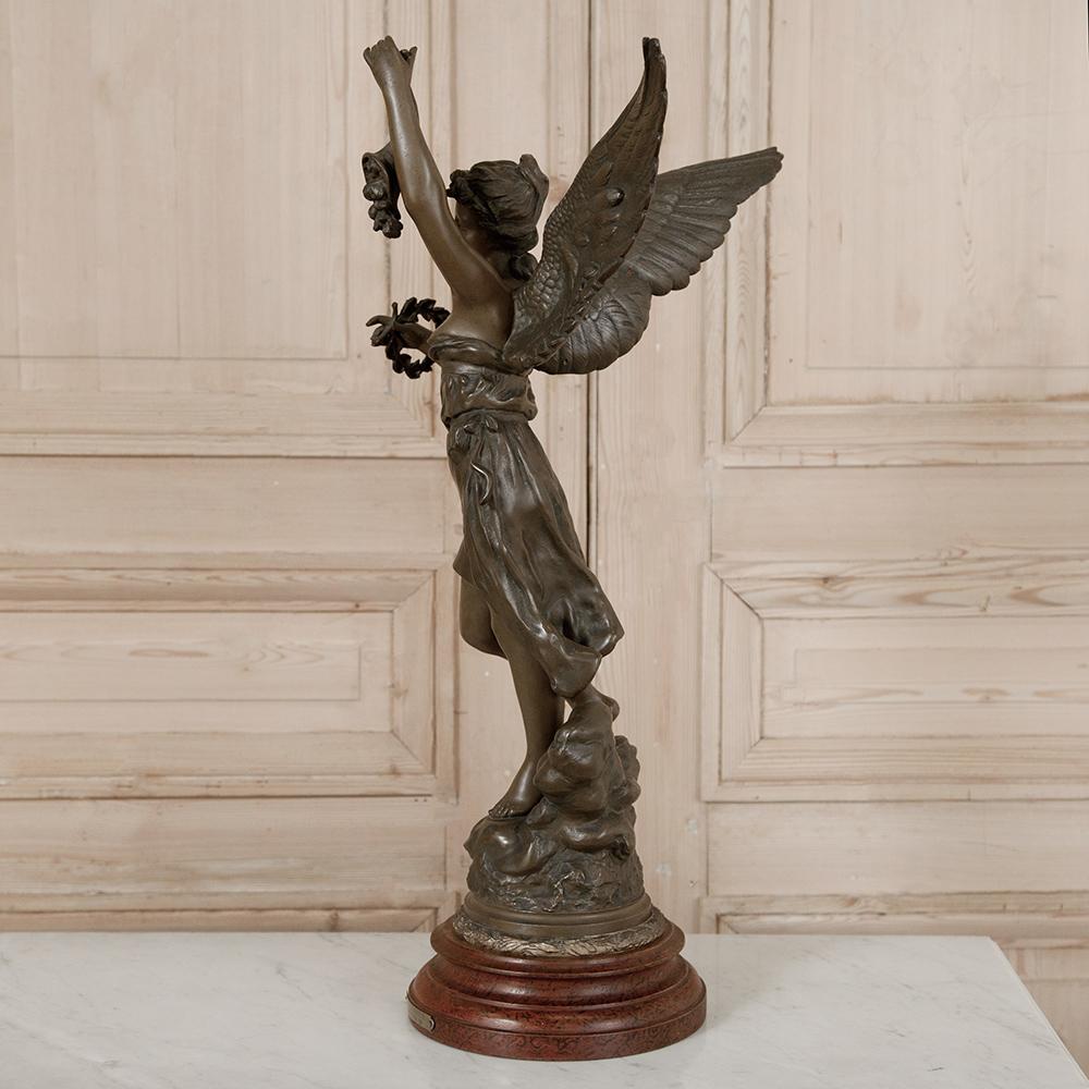 Bronzed 19th Century French Angel Spelter Statue, 
