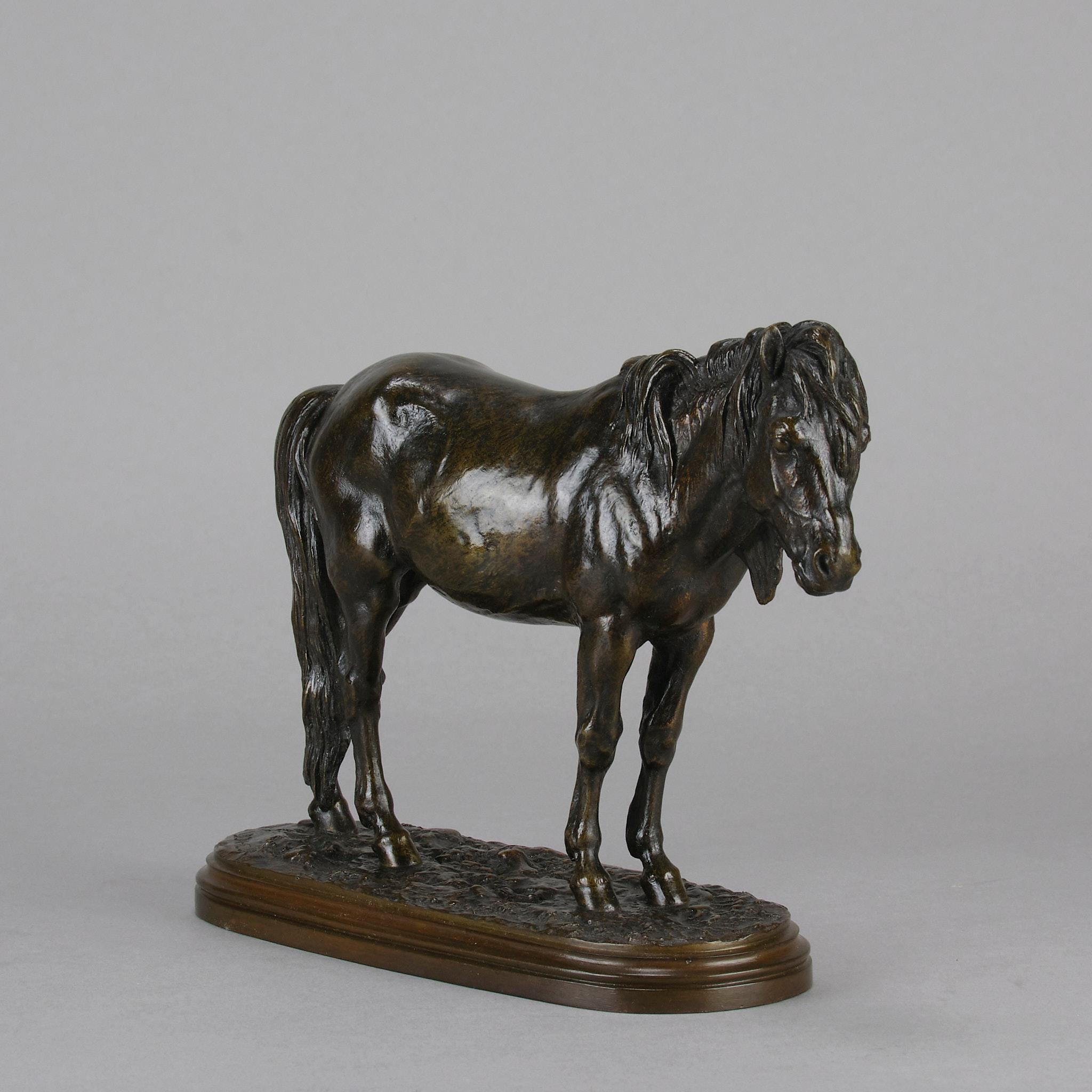 Moulage Bronze animalier français du 19ème siècle intitulé « Poney debout » par Isidore Bonheur