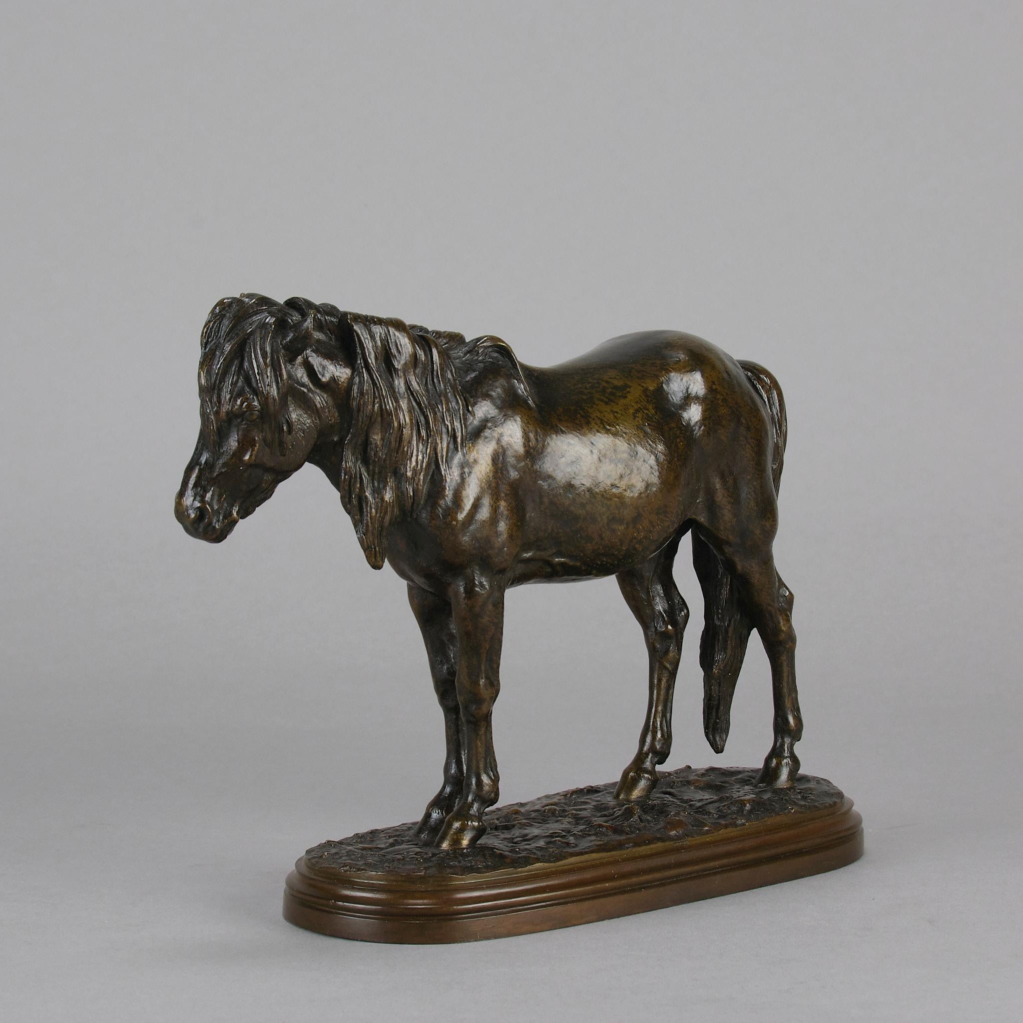 XIXe siècle Bronze animalier français du 19ème siècle intitulé « Poney debout » par Isidore Bonheur