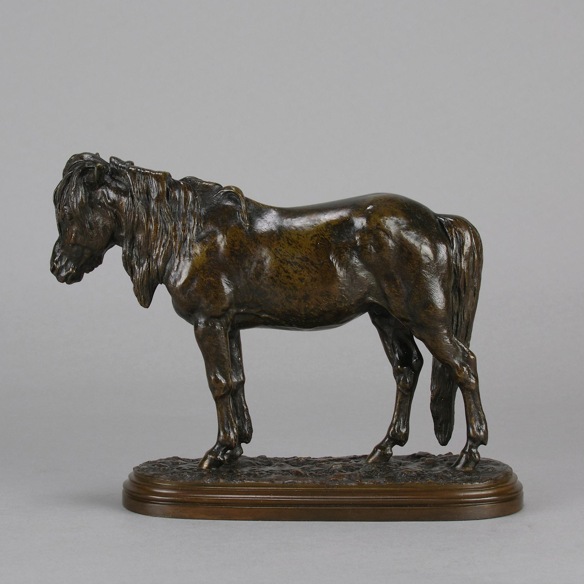 Bronze animalier français du 19ème siècle intitulé « Poney debout » par Isidore Bonheur 1