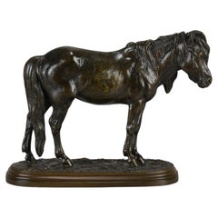 Französische Tierier-Bronze des 19. Jahrhunderts mit dem Titel „Ständerndes Pony“ von Isidore Bonheur